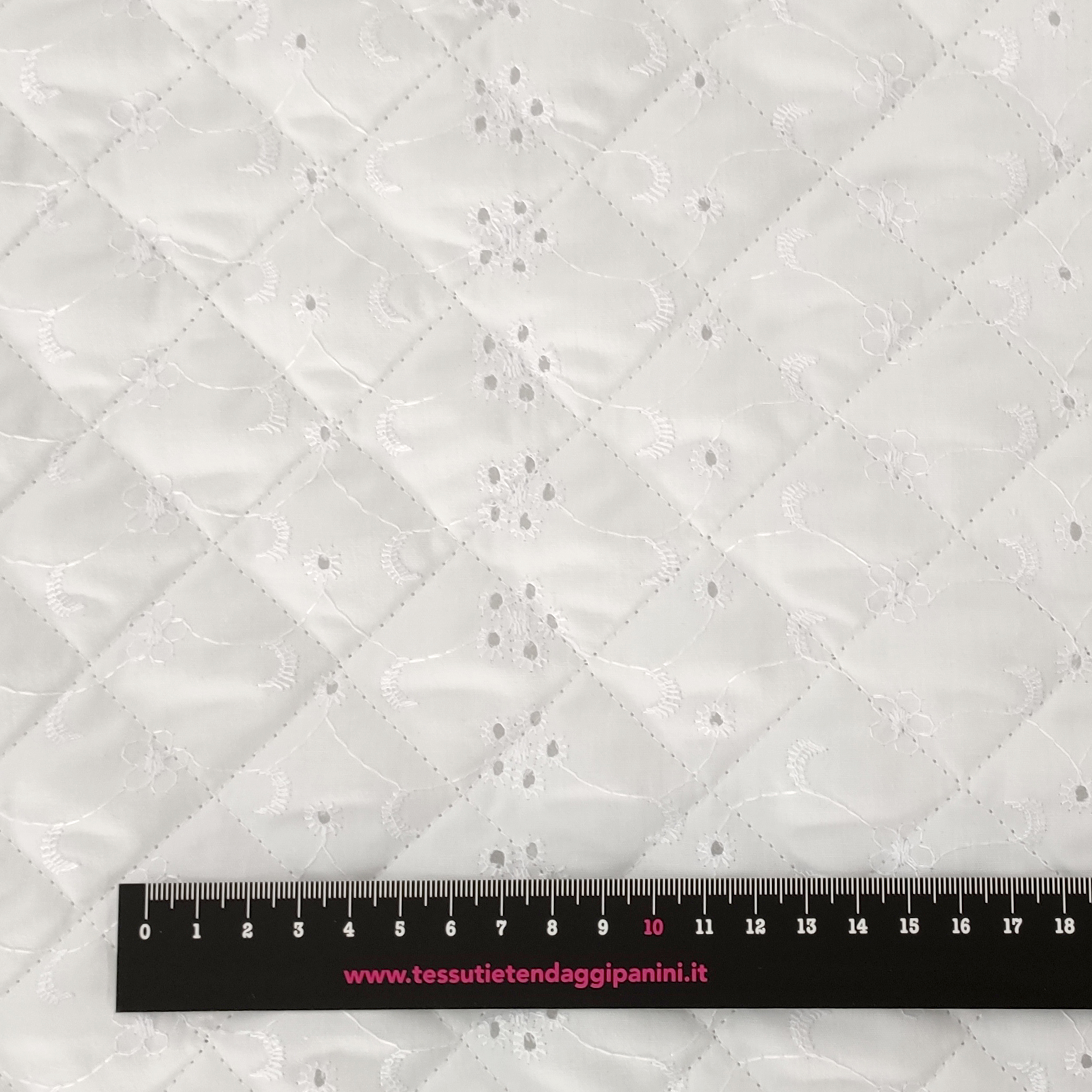 Festoneado Sangallo Tejido Acolchado Blanco