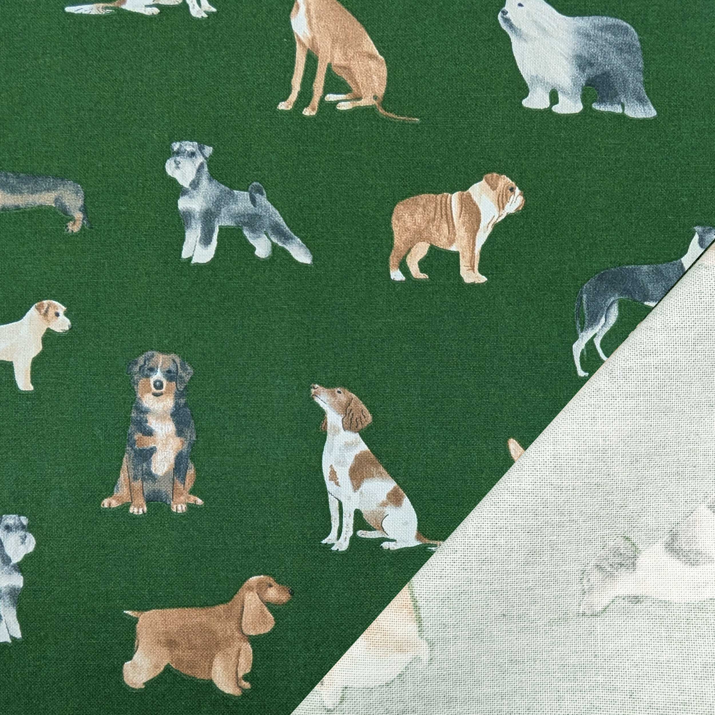 Panama Fabric Dogs Green Background Image