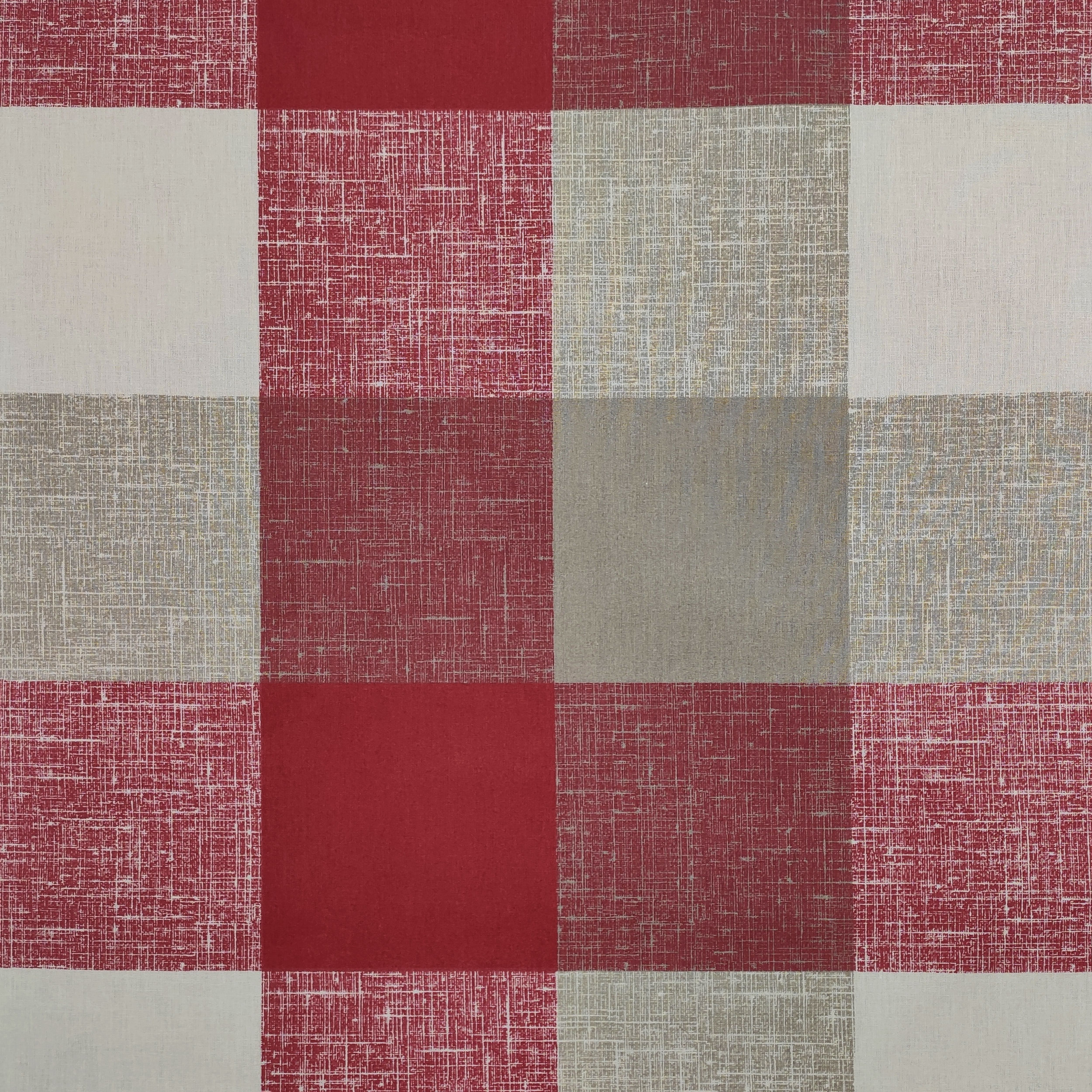 Rot und Beige karierter Baumwollstoff