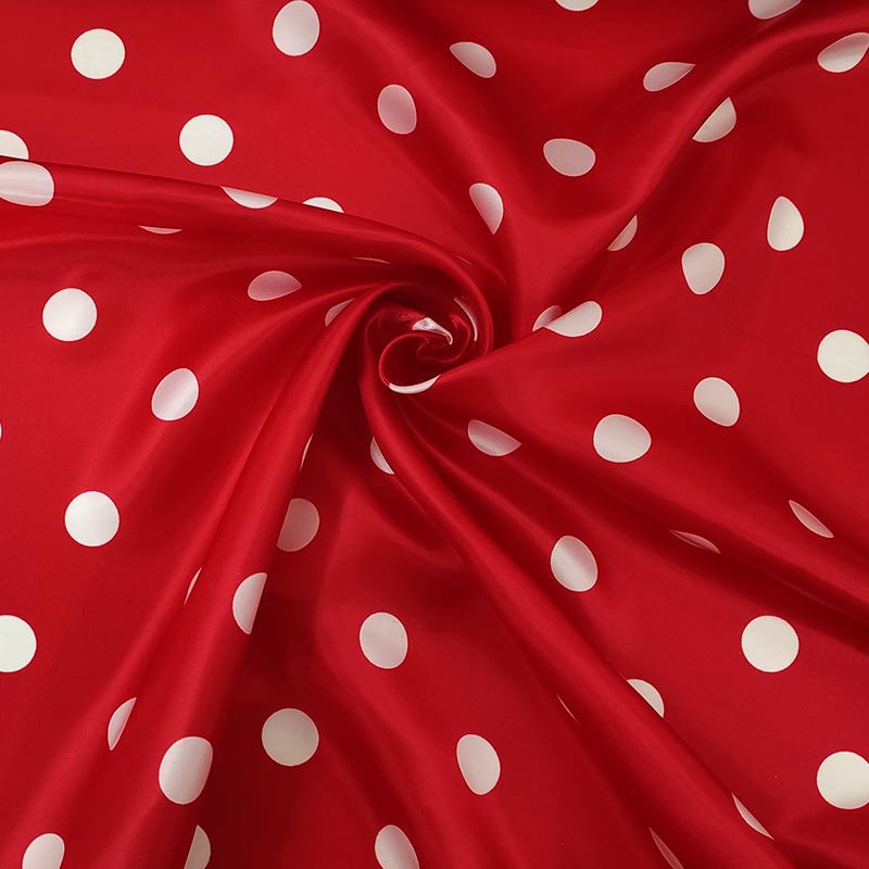 White Polka Dot Red Satin Image