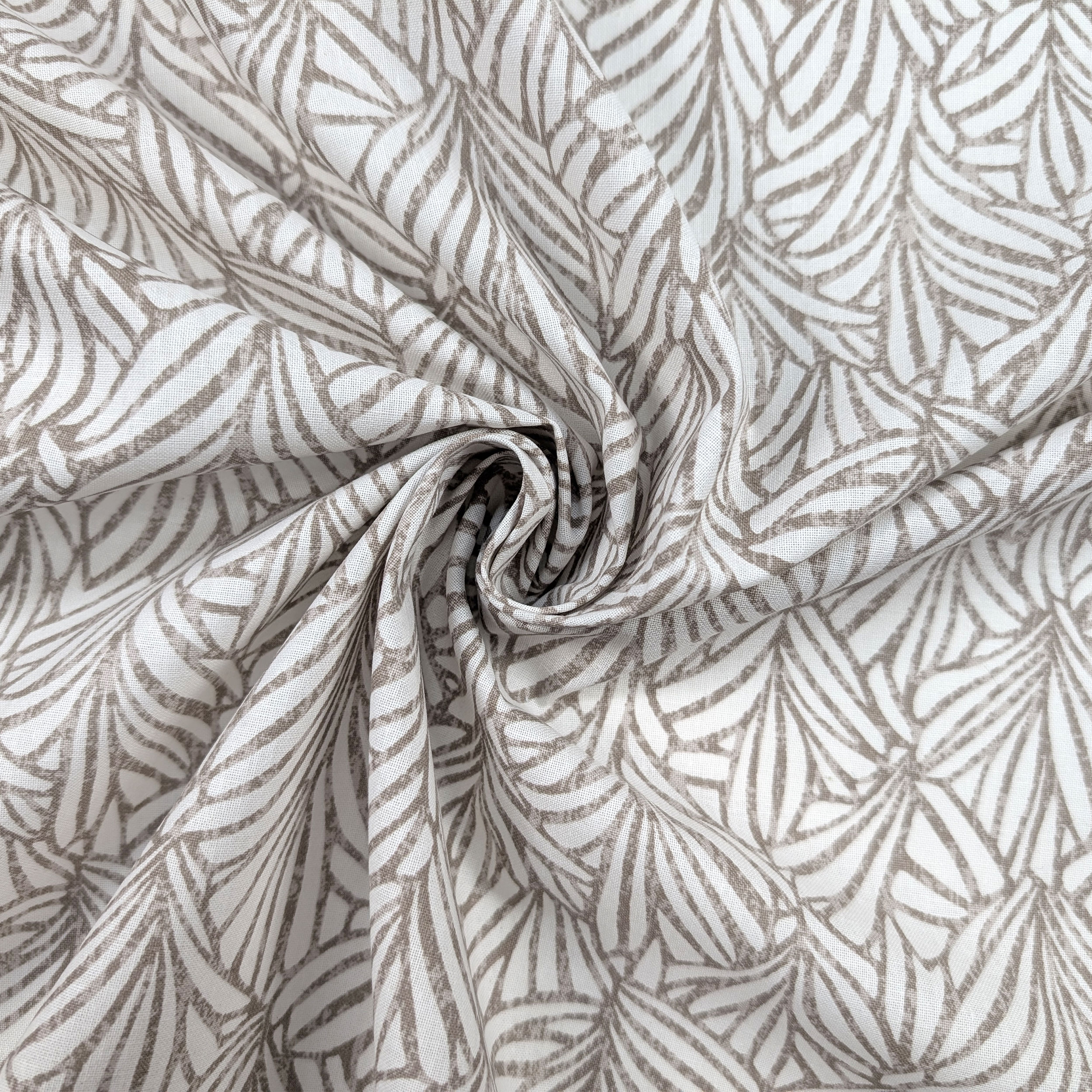 Cotton Furnishing Abstract Leaves Turtledove Image