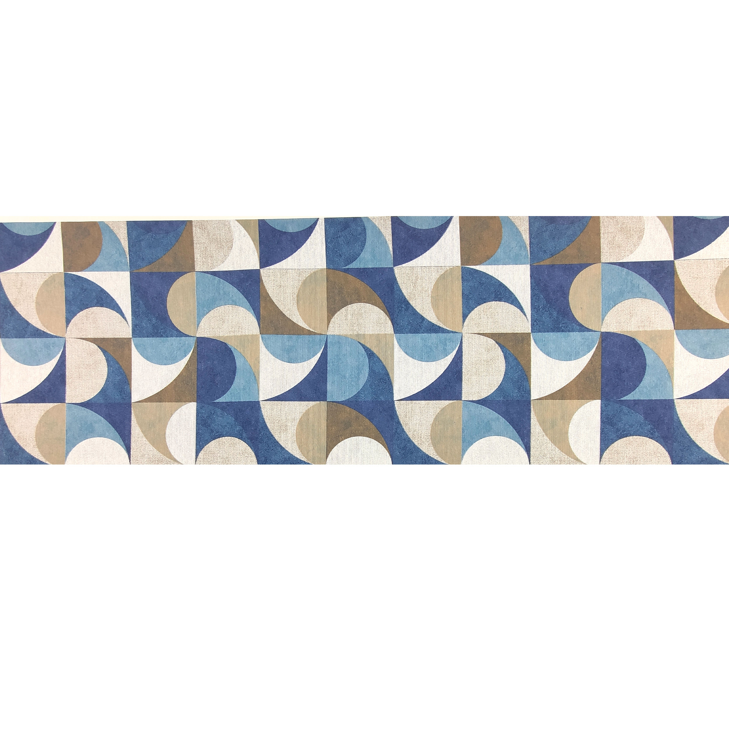 Alfombra de cocina geométrica azul y beige
