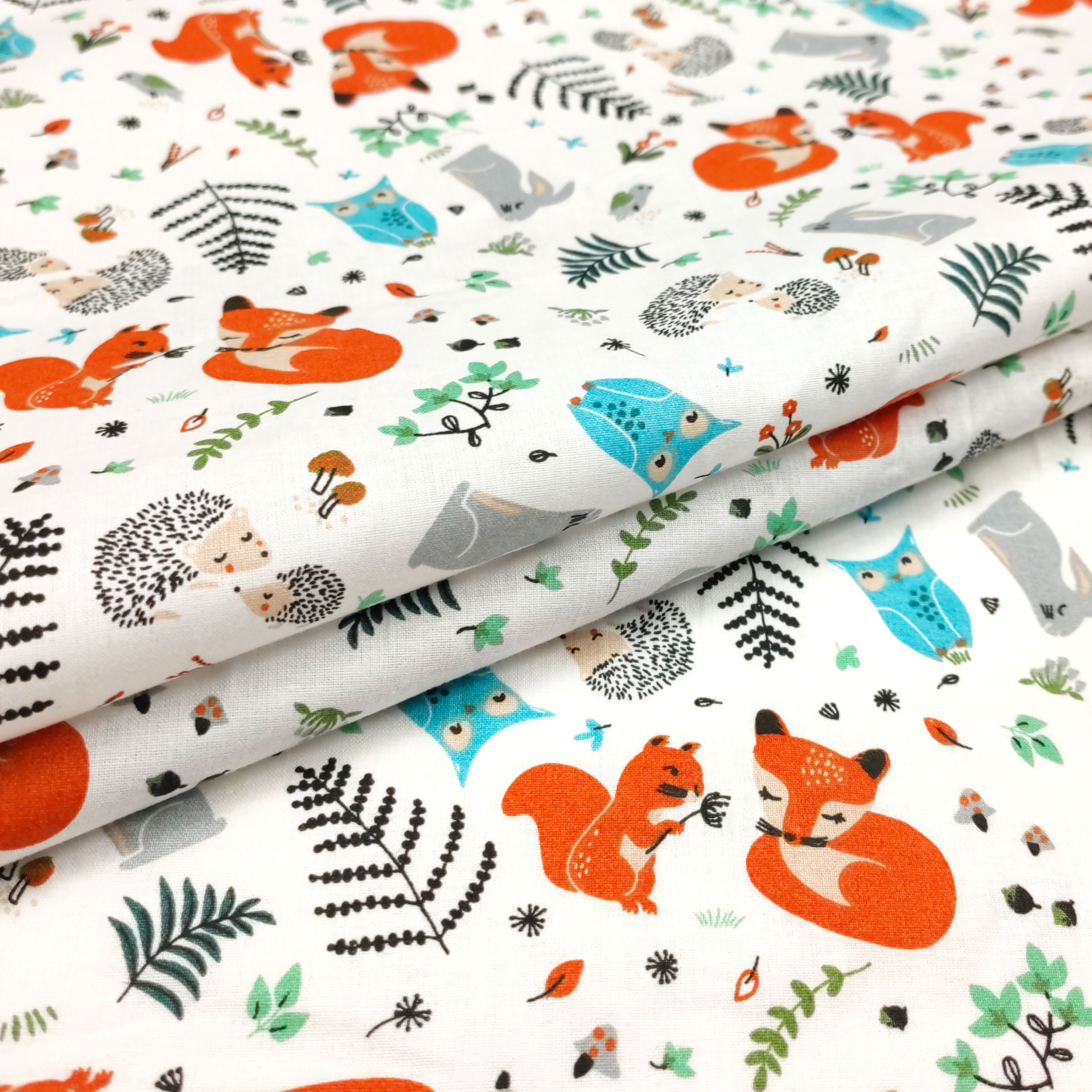 Tissu de coton Renards et écureuils