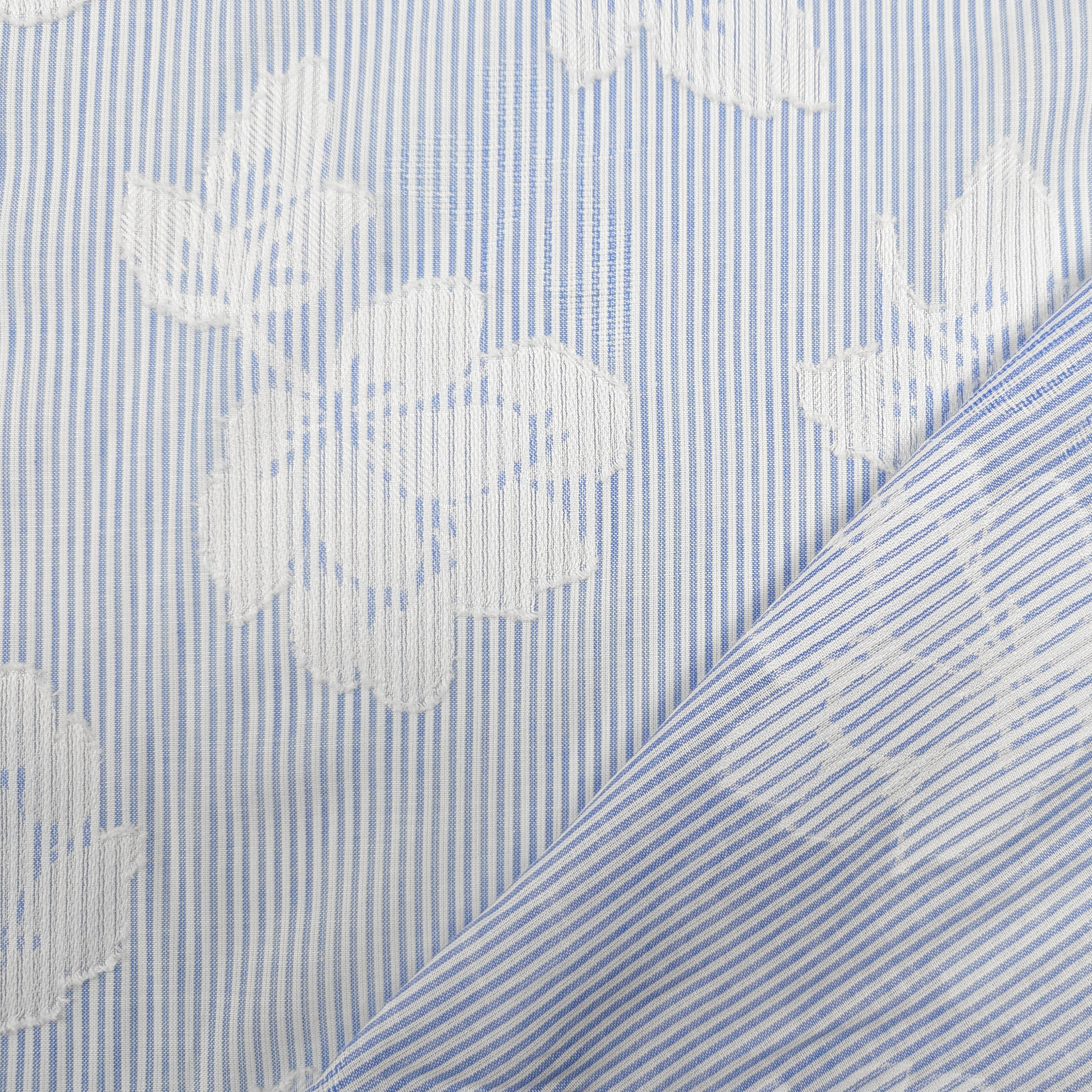 Cotton Thin Stripes and Flocked Flowers Image