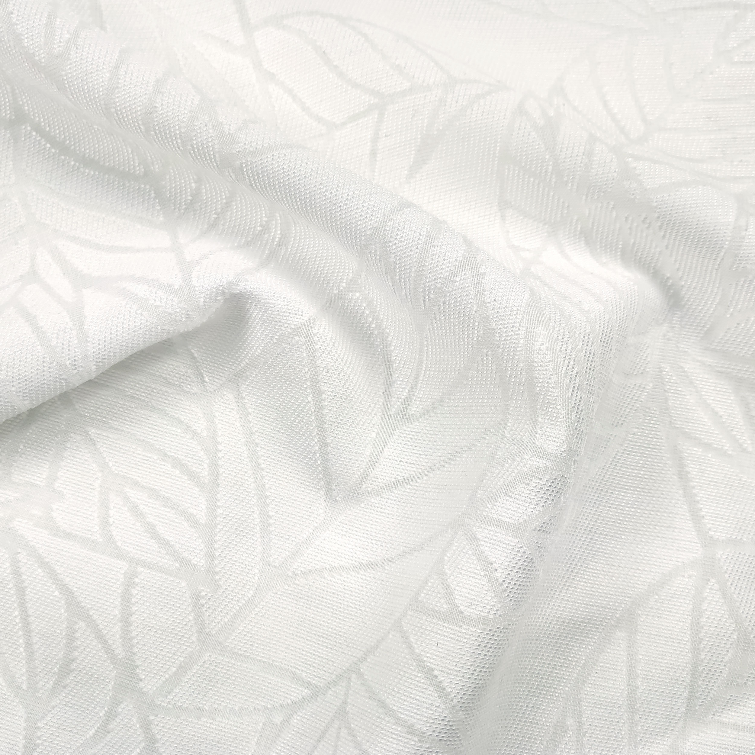 Tissu de rideau naturel avec feuilles Devoré