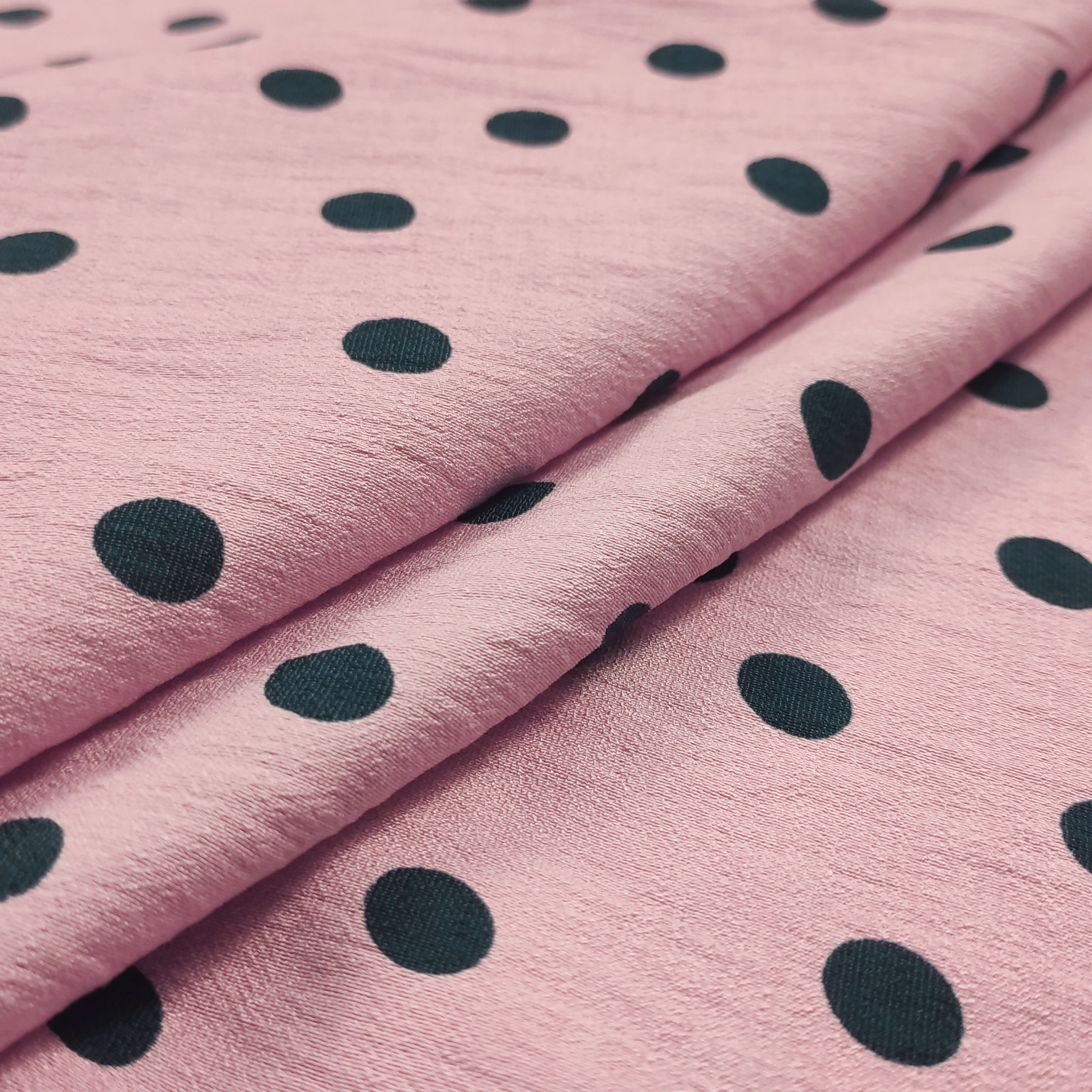 Dressmaking Viscose Crepe Polka Dot - Pink 