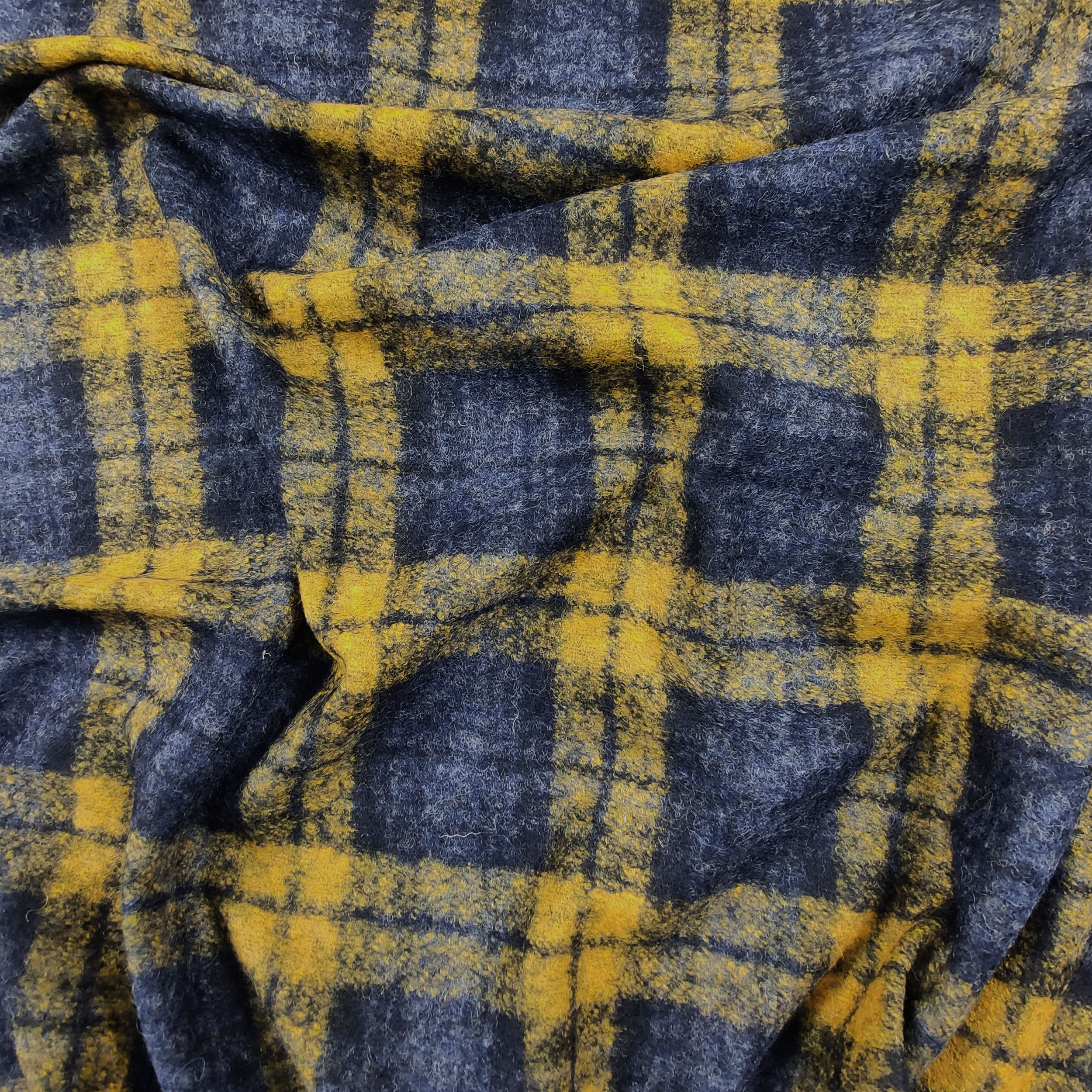 Plaid en laine écossaise mélangée Jaune Bleu