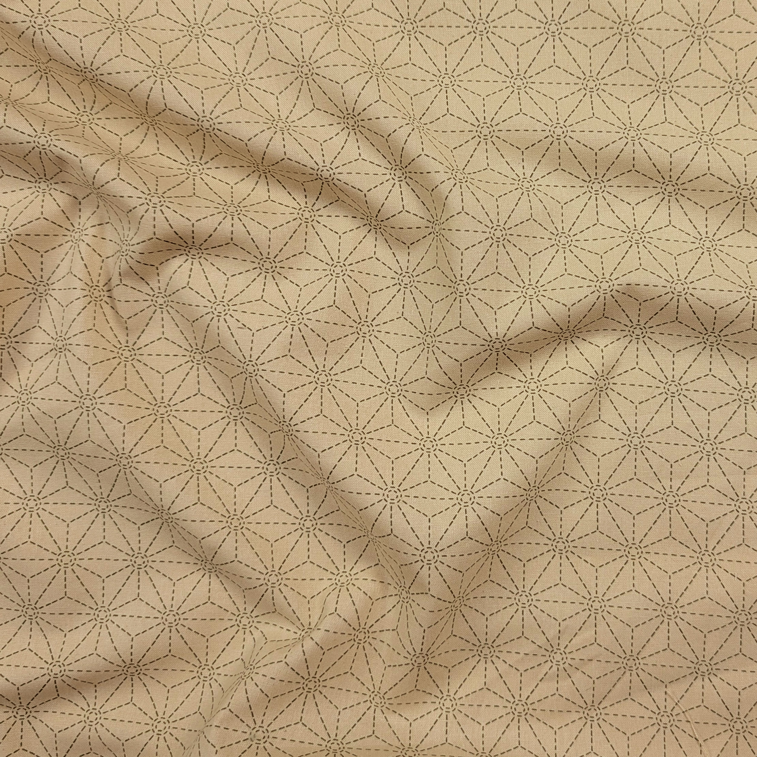 Beige Cotton Poplin with Geometric Stars Image