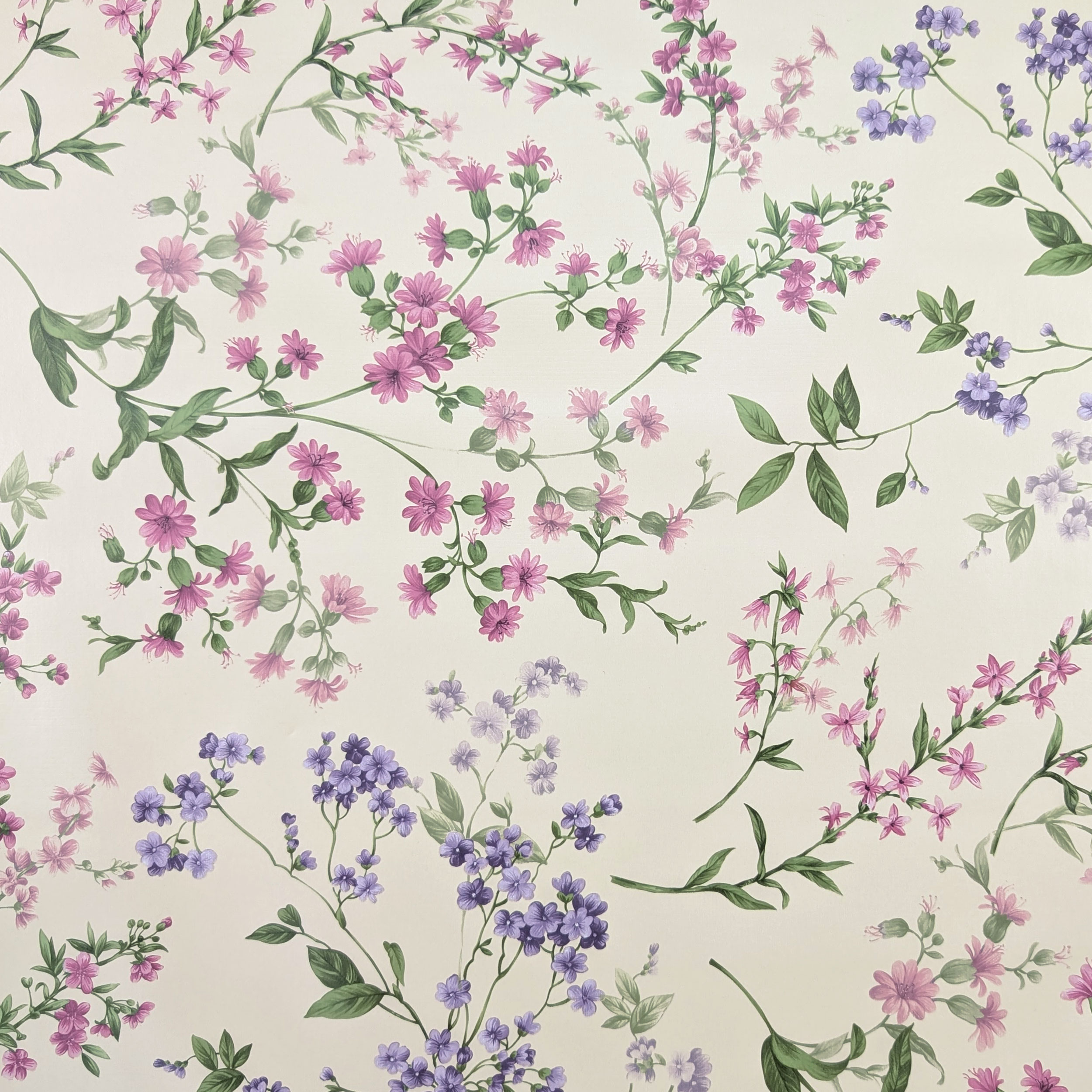 Fabric for Plasticised Tablecloth Pink and Lilac Flowers Image