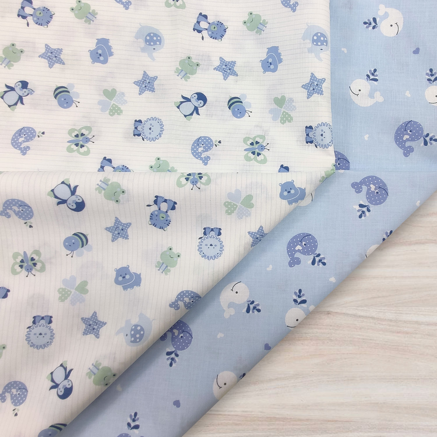 Cotton Puppies Blue Striped Background
