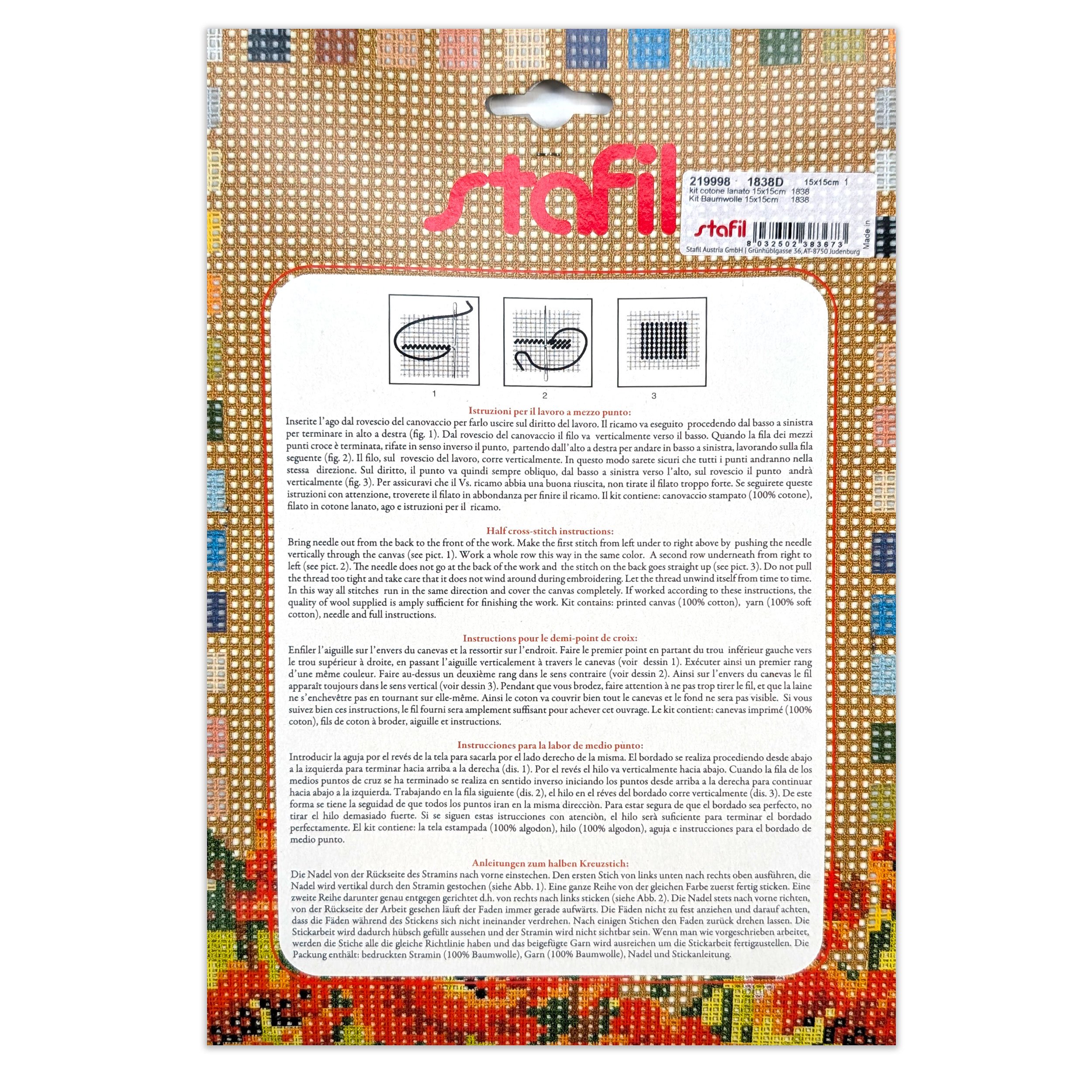 Set Half Cross Stitch "i Quadretti" Porcini Mushrooms Image