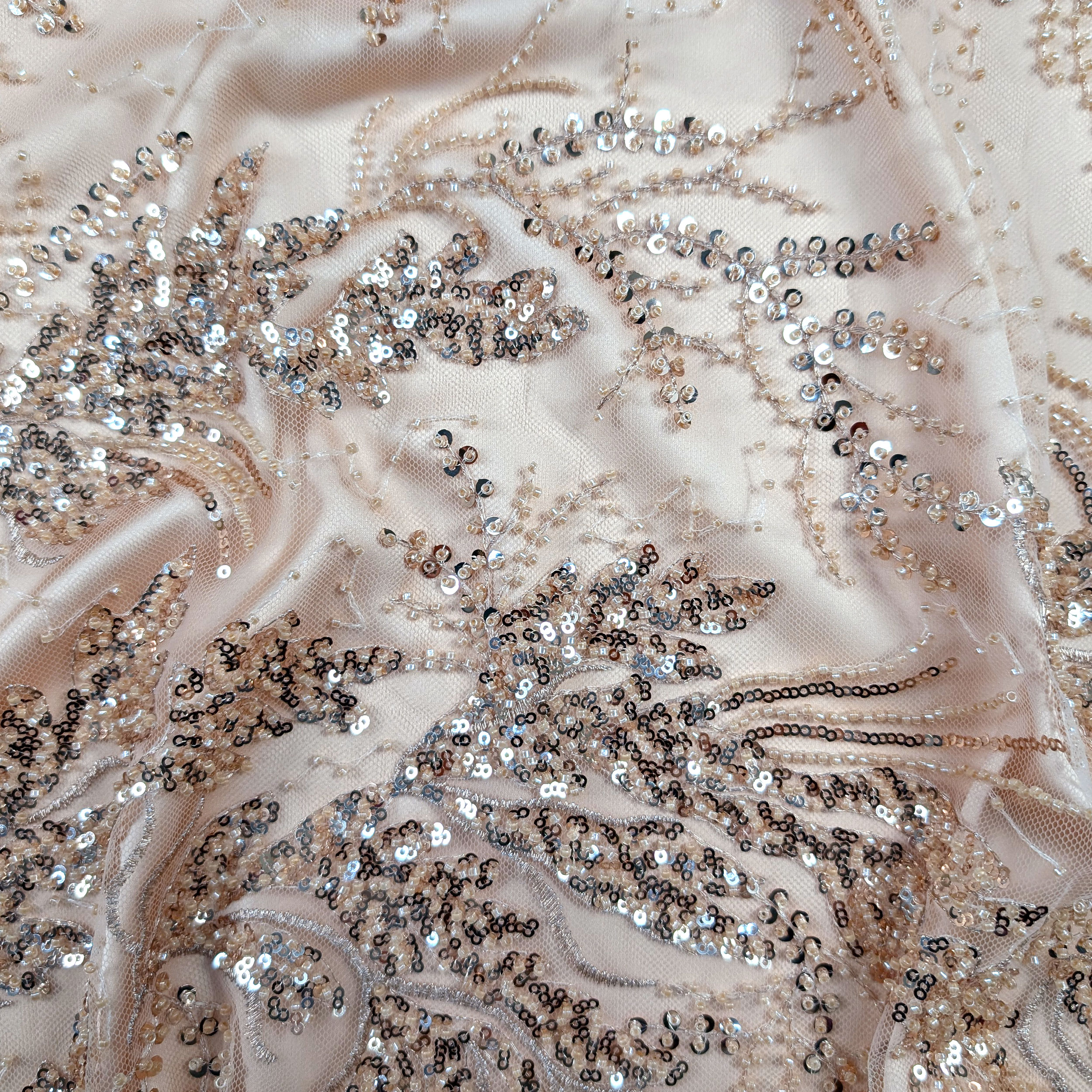 Fabric Sequins Embroidery Powder Flowers Image