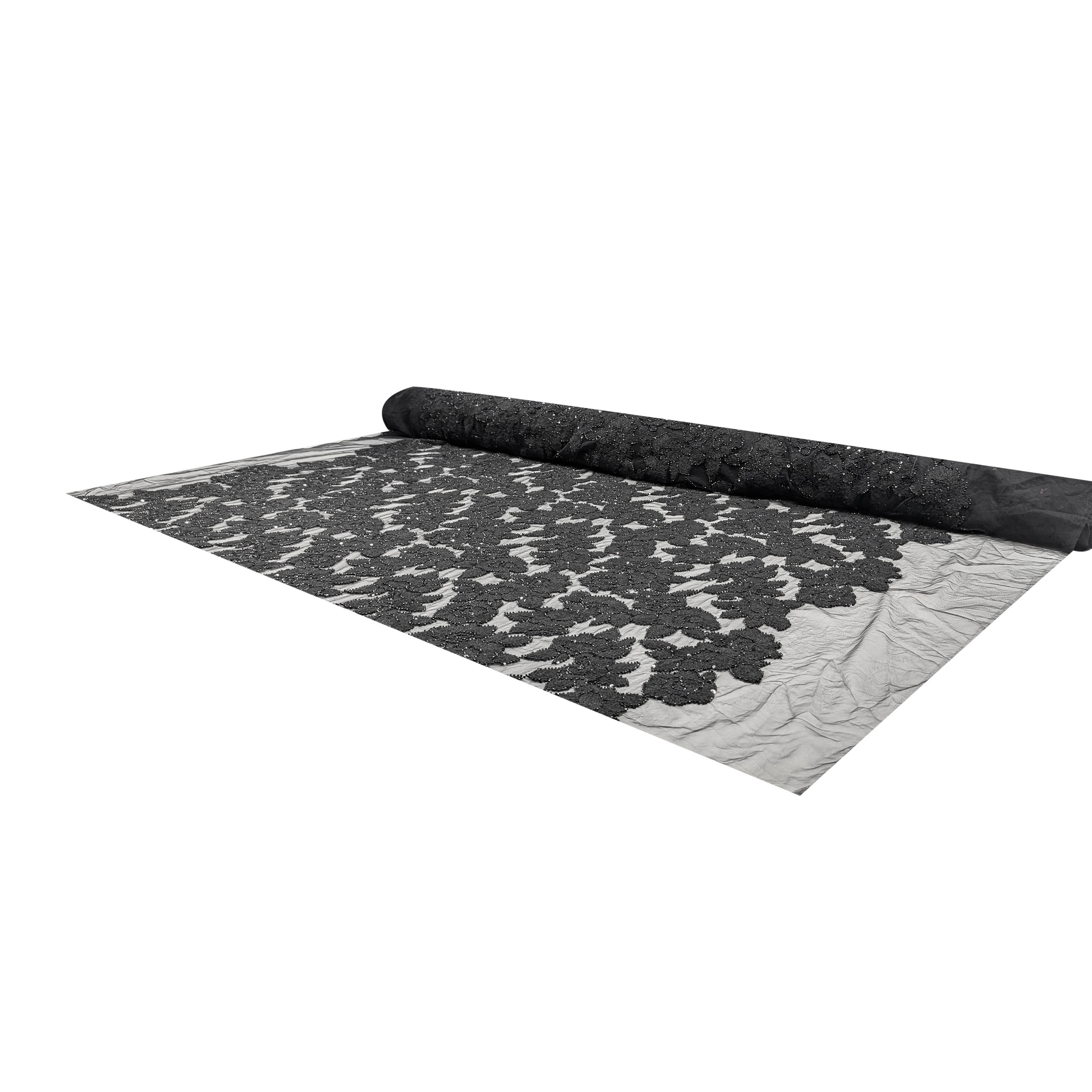 Lace Rose Wool Sequins Black Image