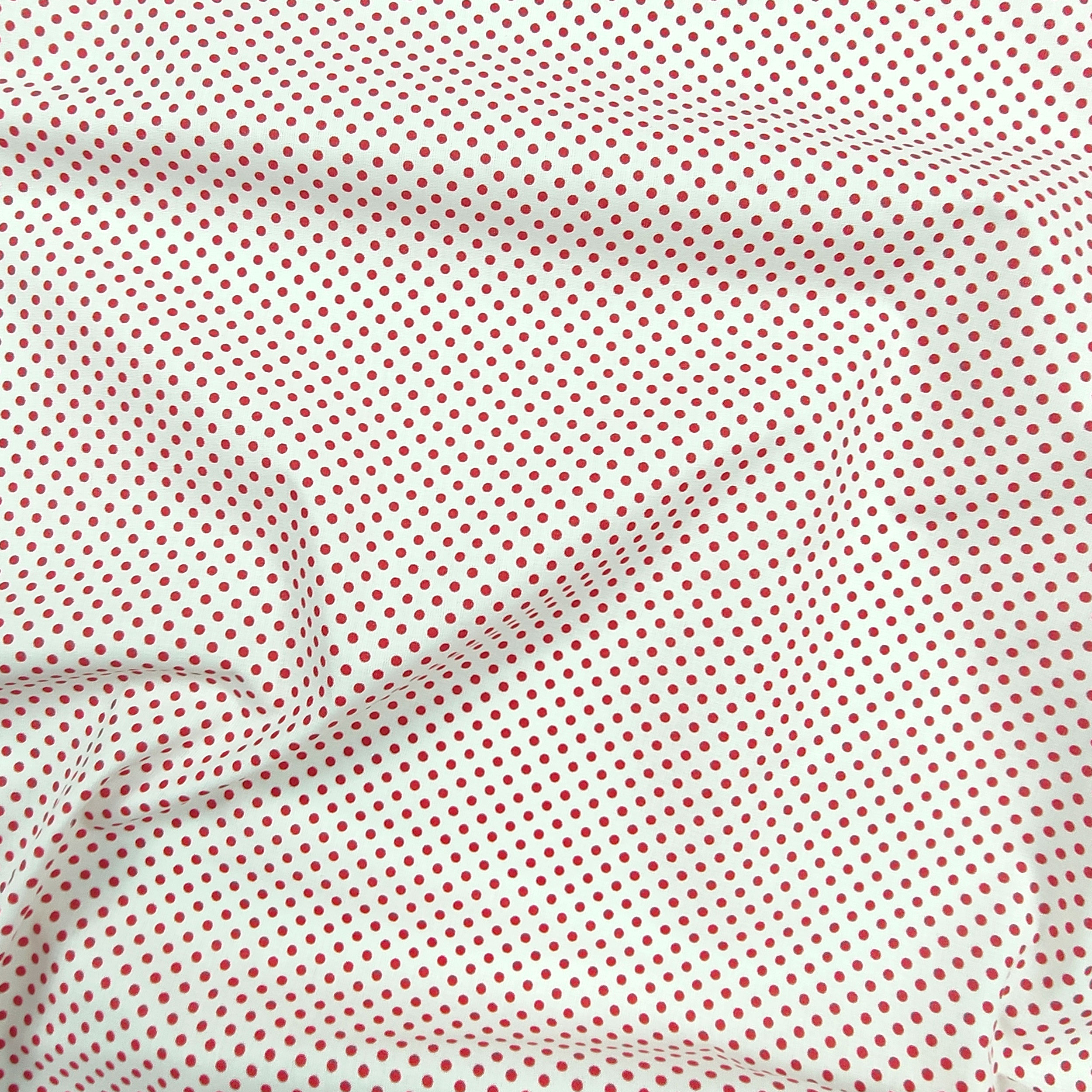 Baumwollstoff Weiß Rot Polka Dot