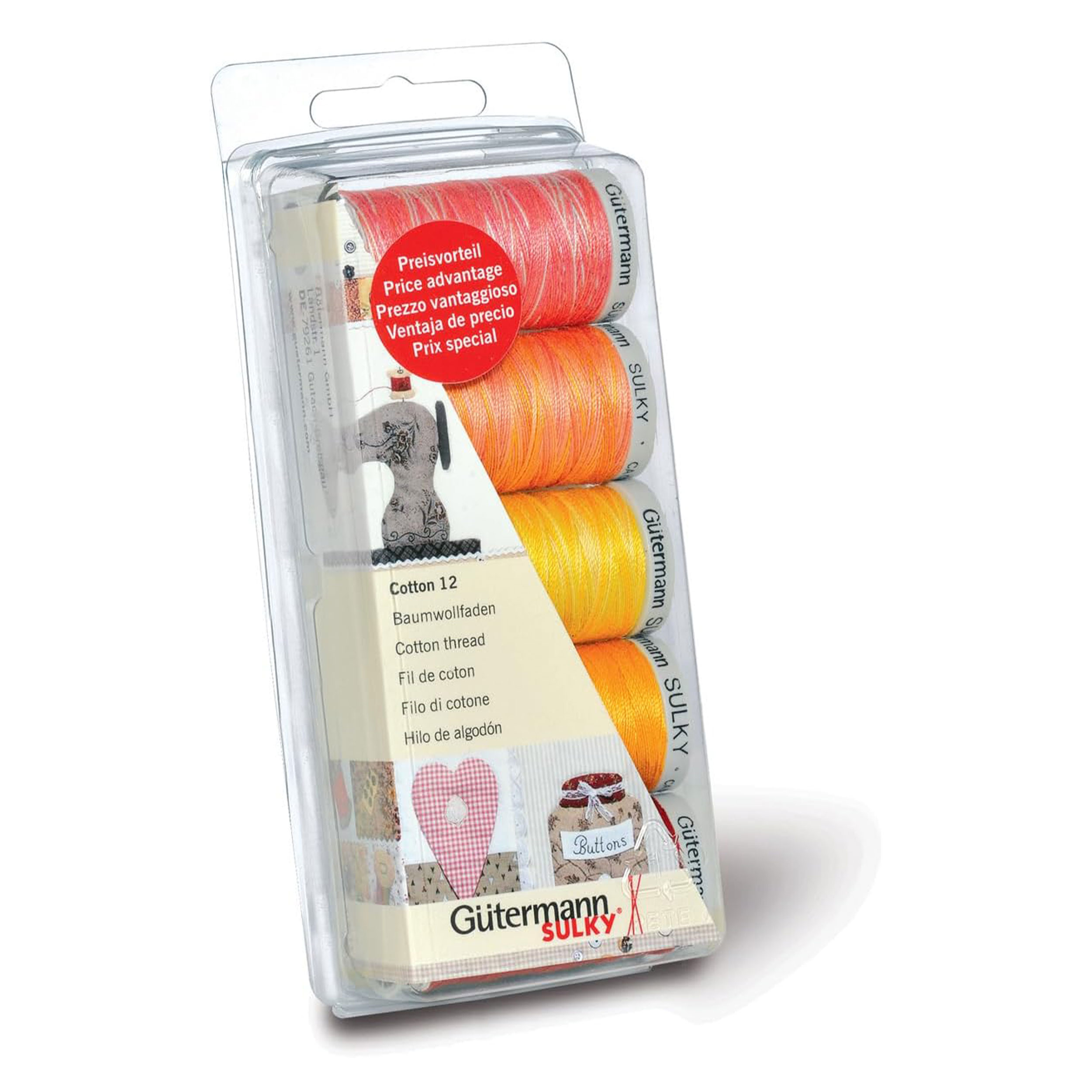 Gutermann Hilo de Algodón 200 m 5 Bobinas Tonos Amarillos