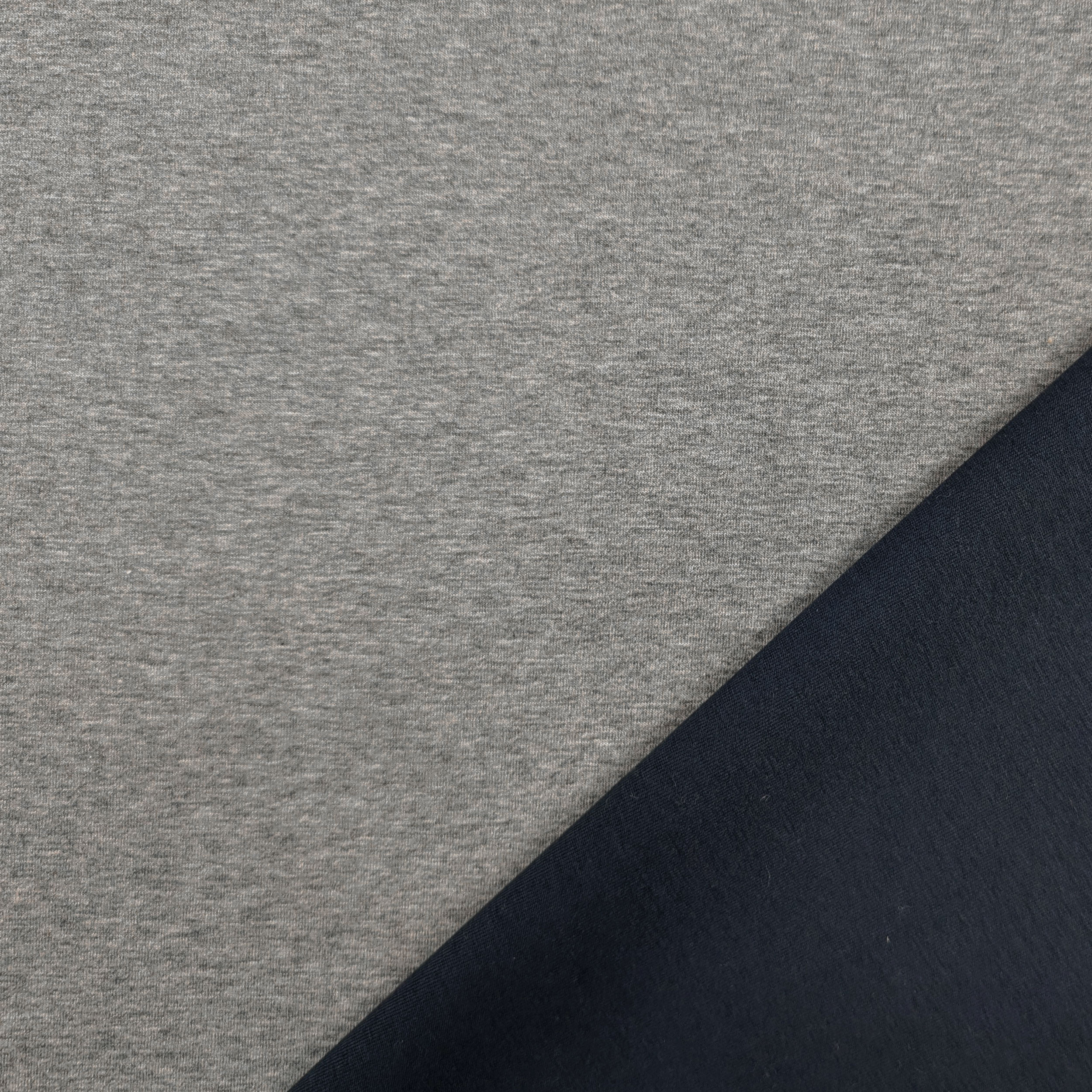 Sweatshirt Cotton Double Grey Melange and Blue Image