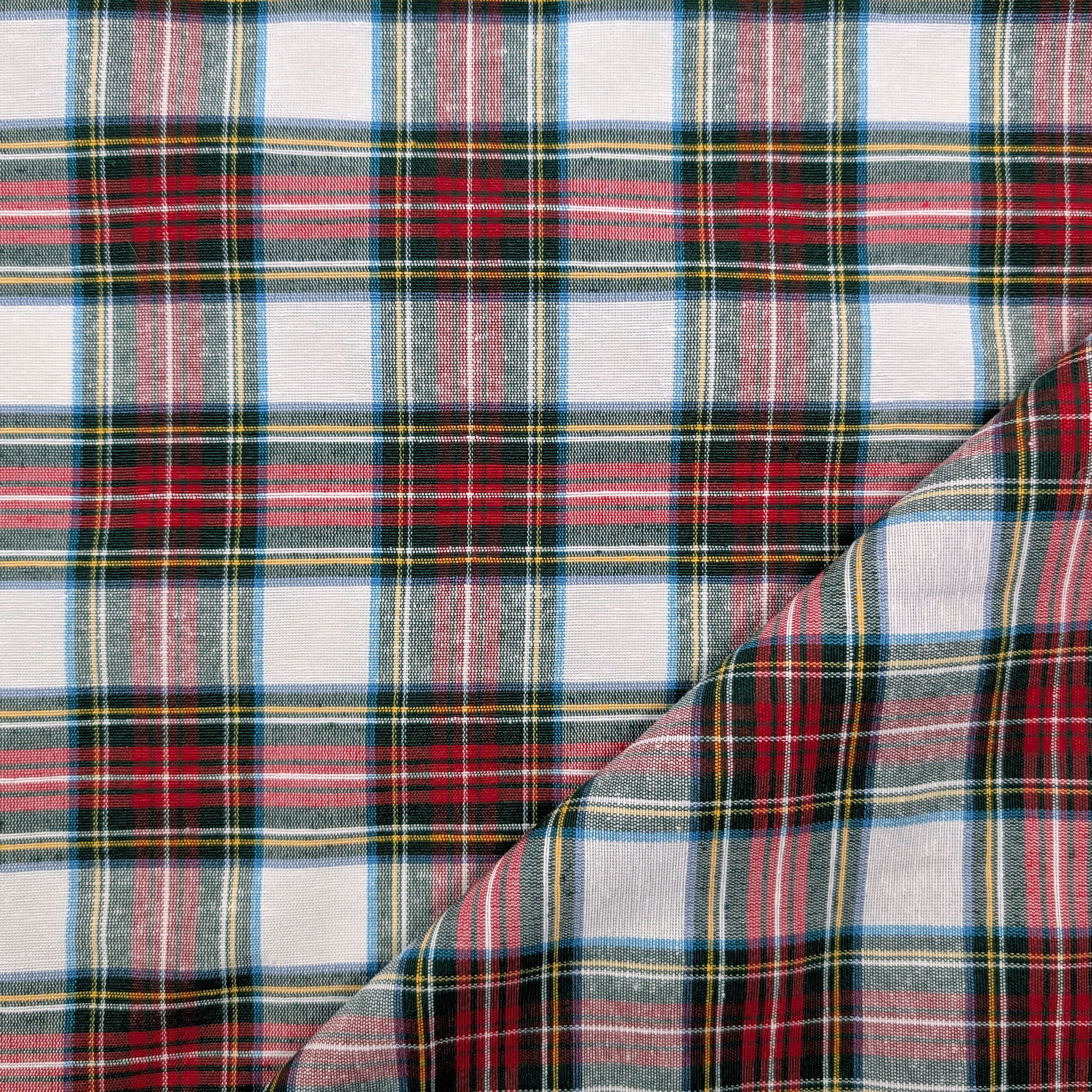 Medium White and Red Tartan Fabric Image