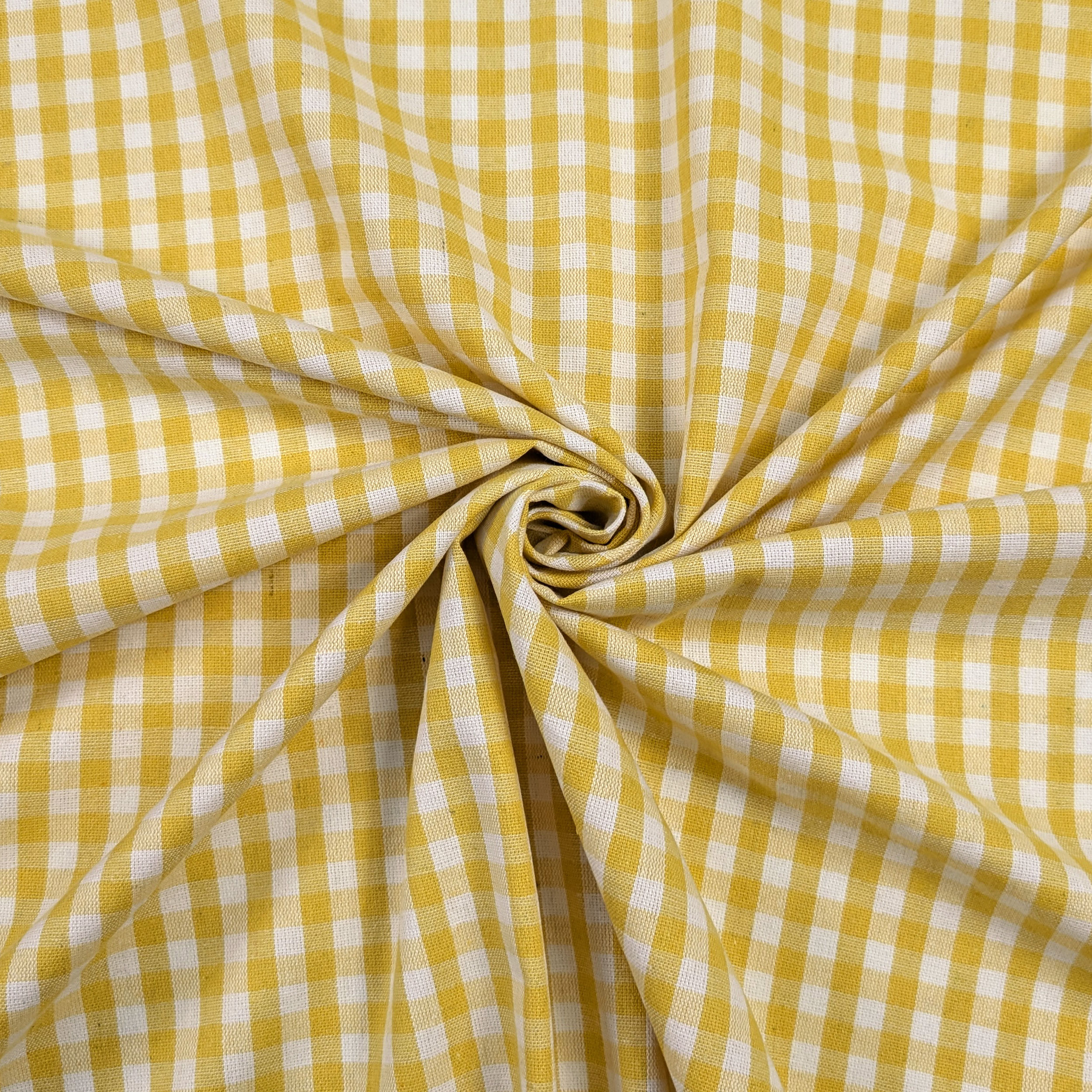 Washed Cotton Yarn Dyed Yellow Checks Image