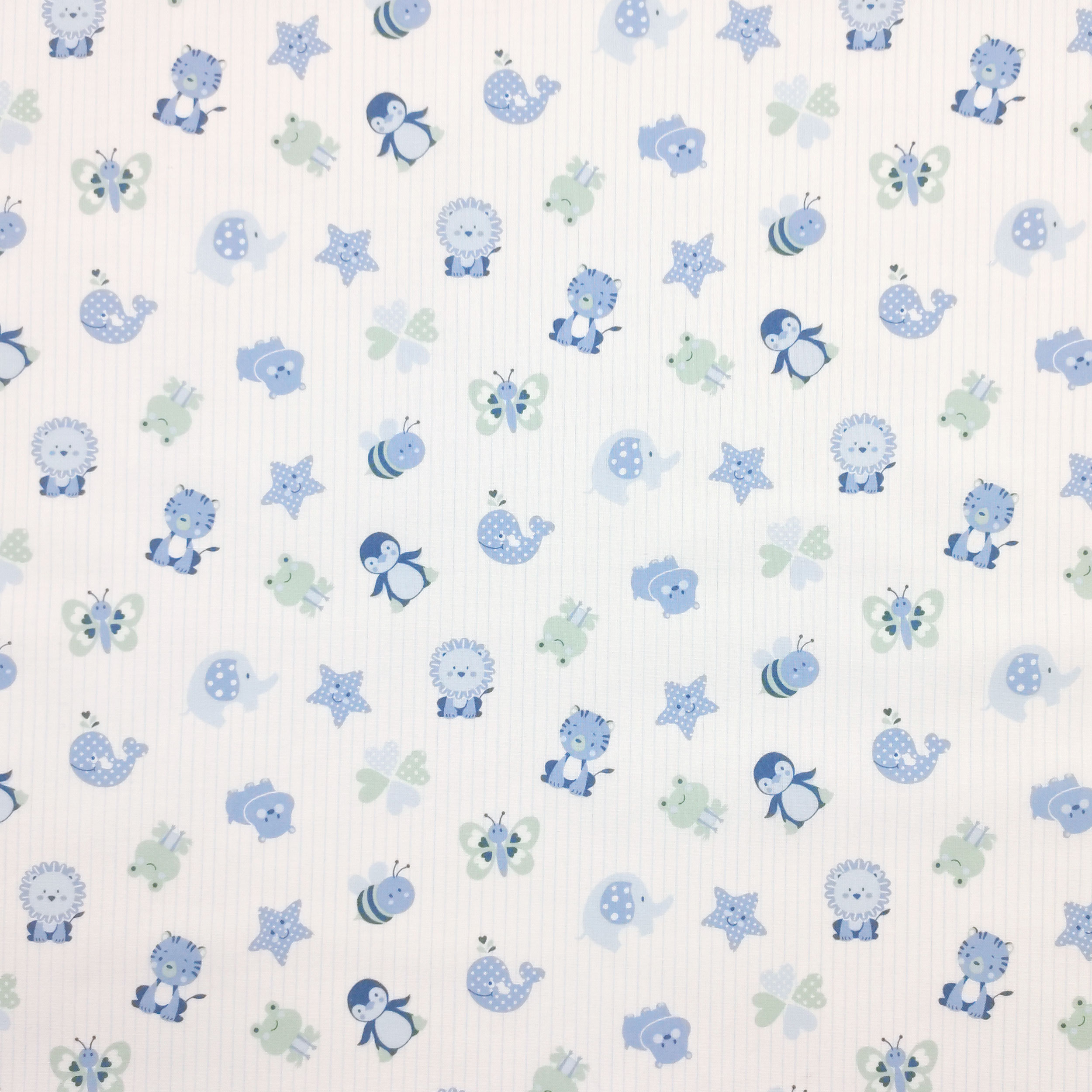 Cotton Puppies Blue Striped Background