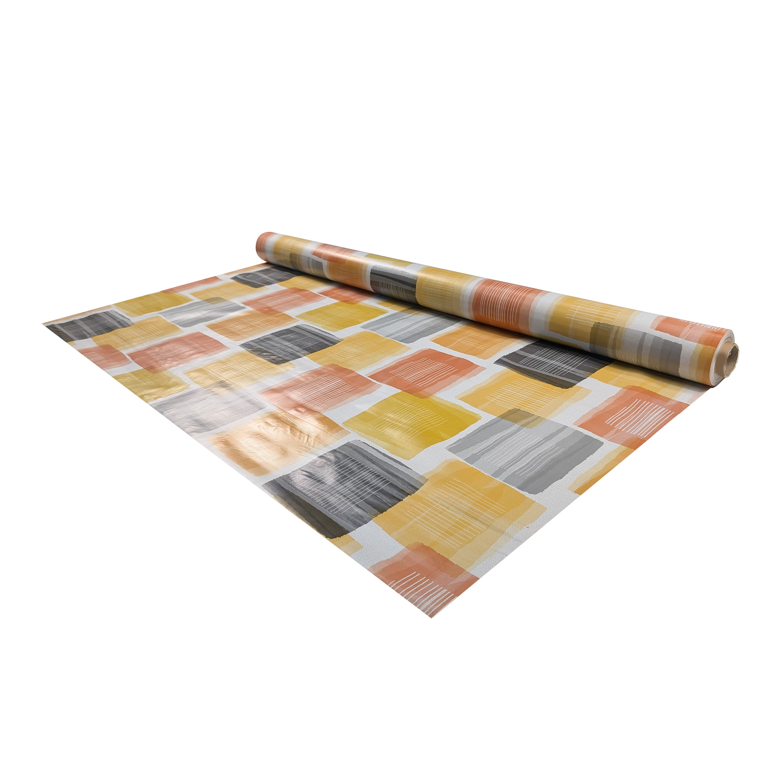Fabric for Plasticized Tablecloth Geometries Warm Tones Image
