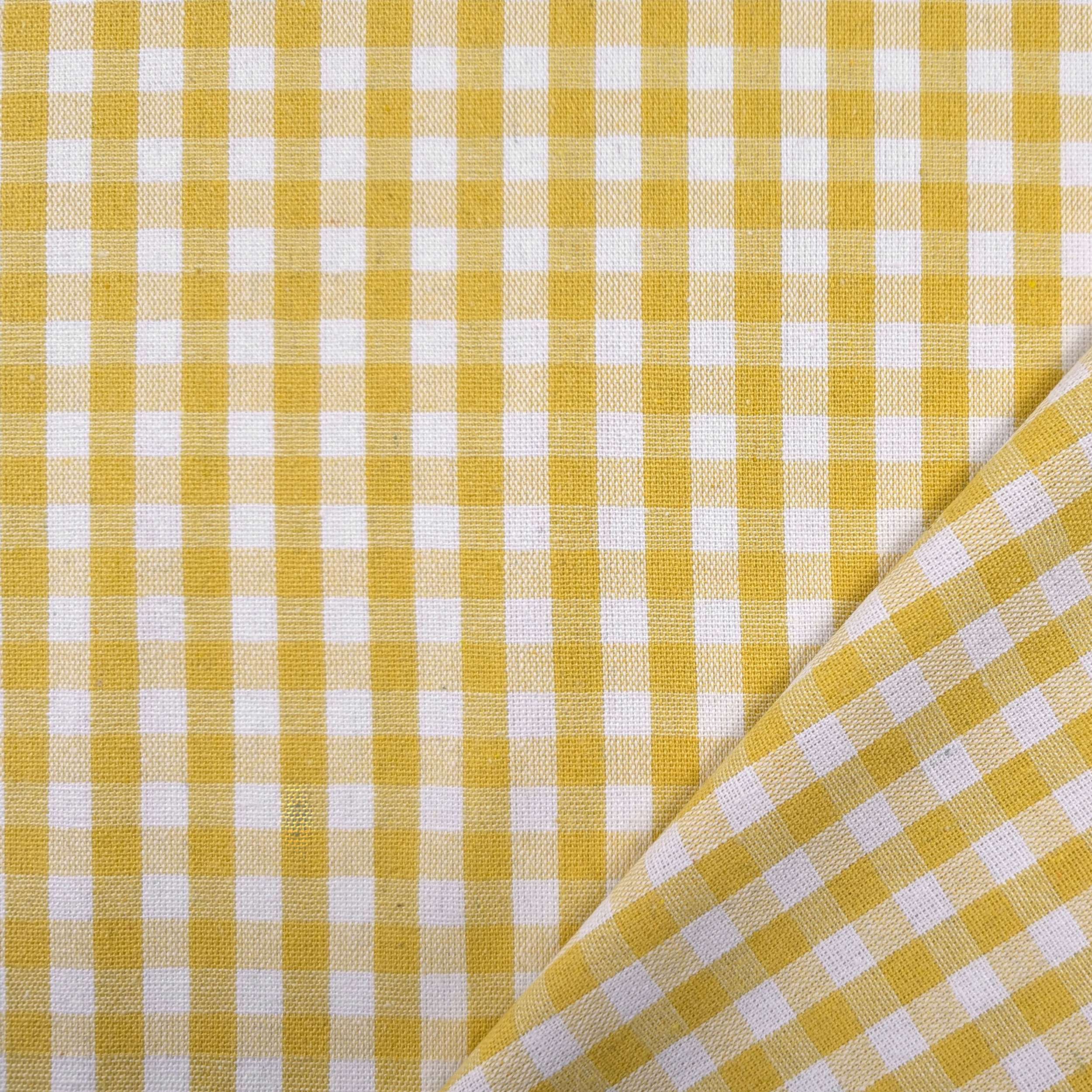 Washed Cotton Yarn Dyed Yellow Checks Image