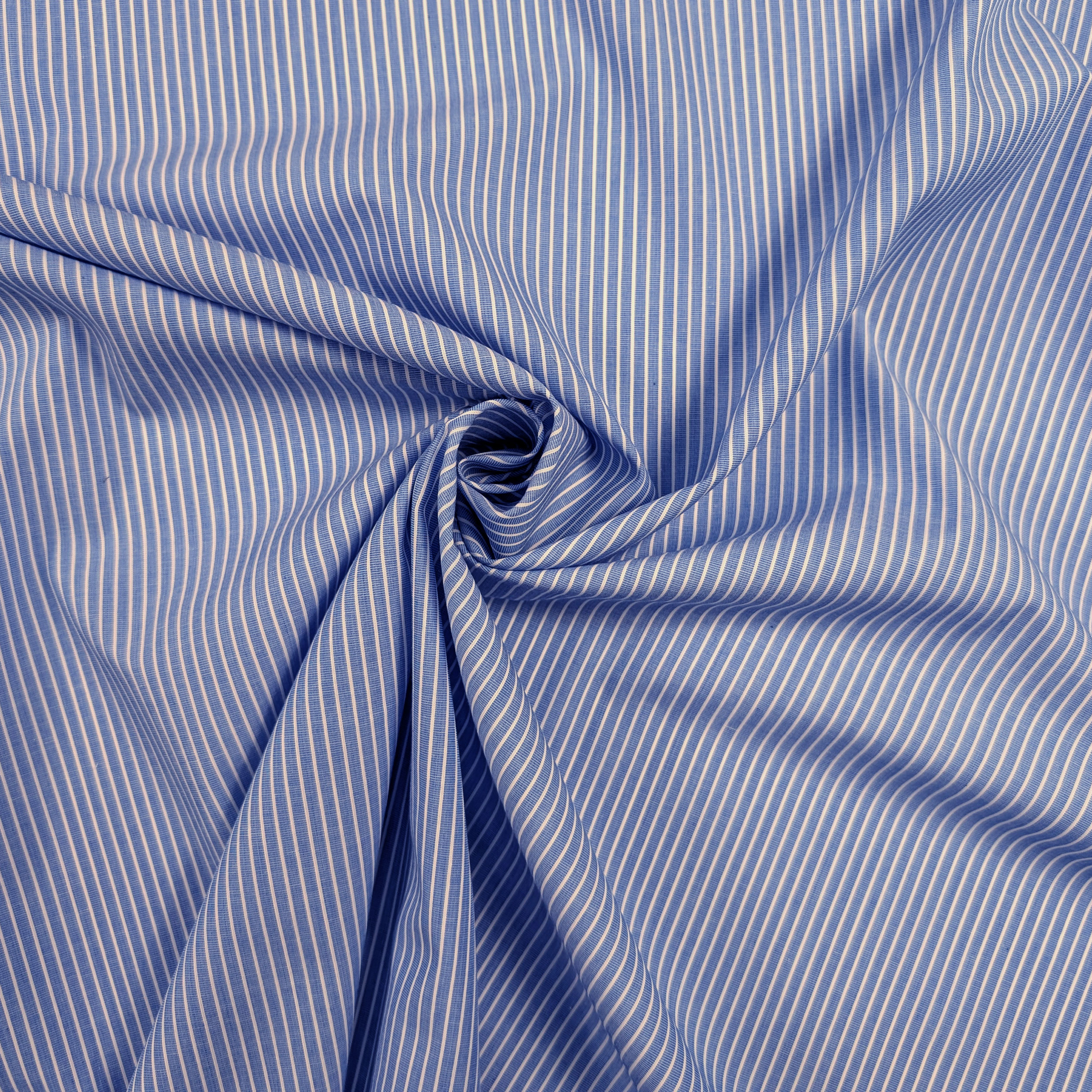 Cotton for Shirting White Stripes Light Blue Background Image