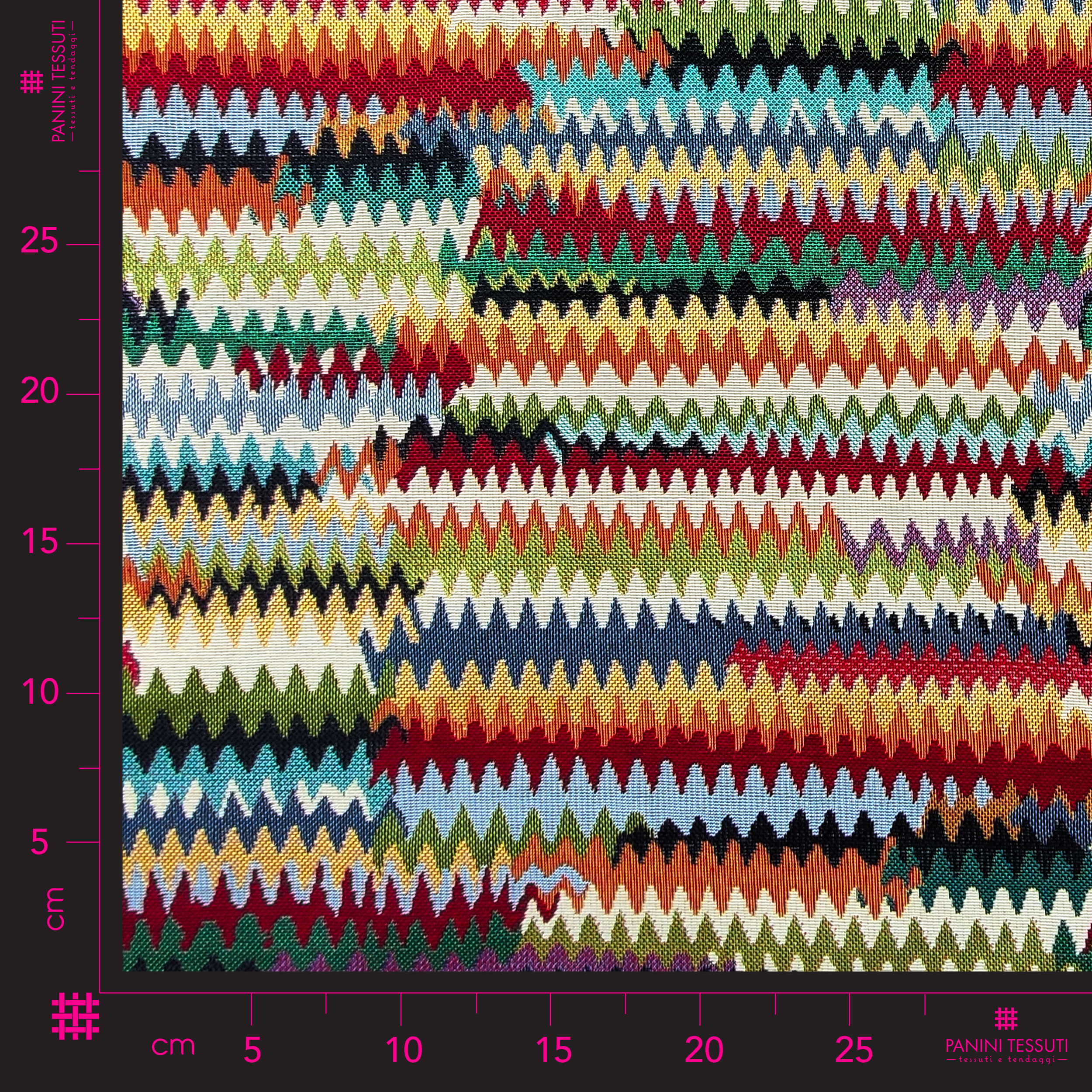 Tela Gobelin de colores con estampado Zig Zag
