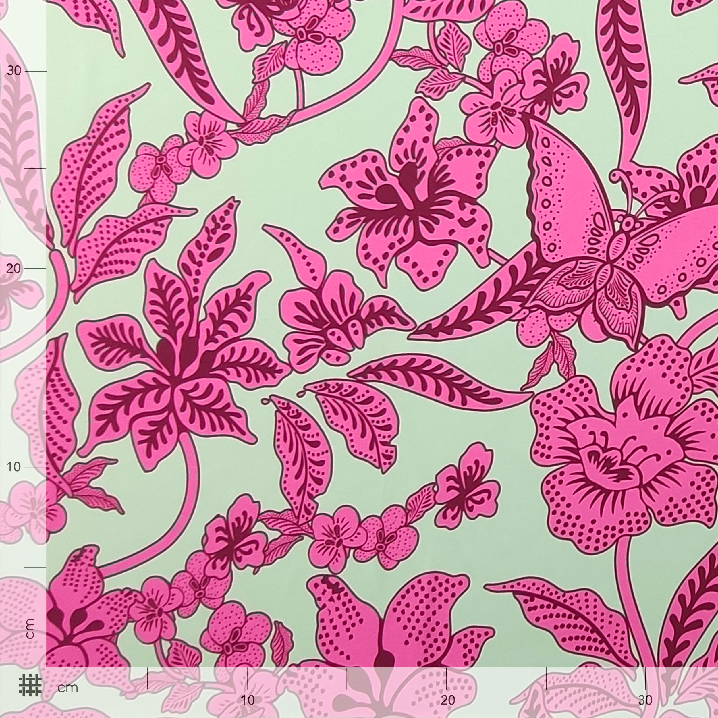 Fabric Rasetto High Fashion Flowers Magenta Light Background