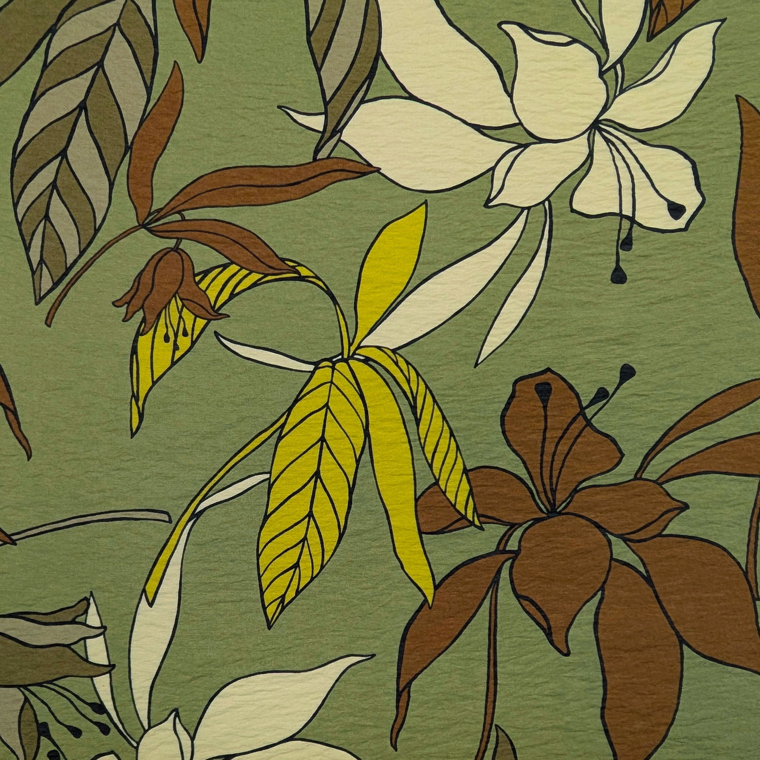 Green Floral Print Viscose Image