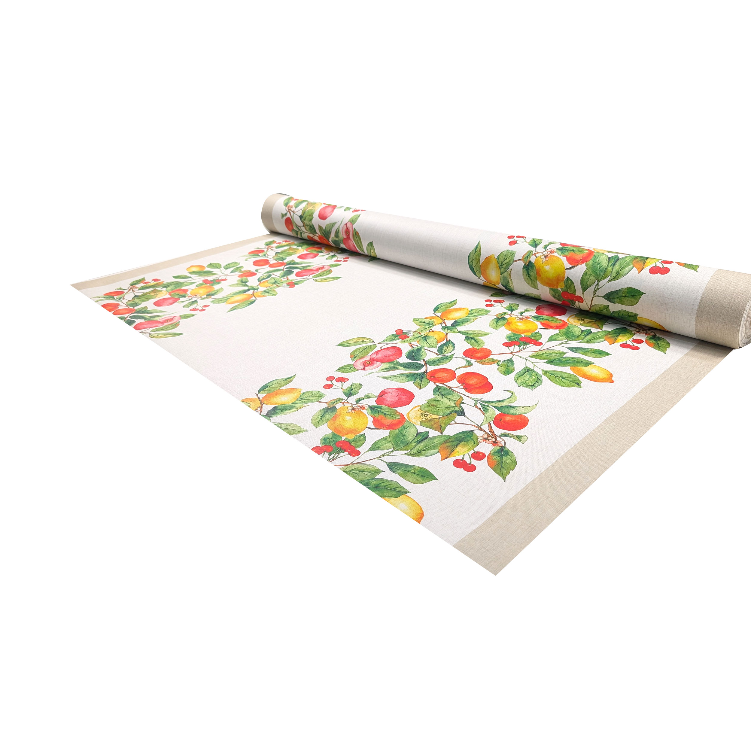 Fabric for Resin Tablecloth with Beige and Citrus Edges Image