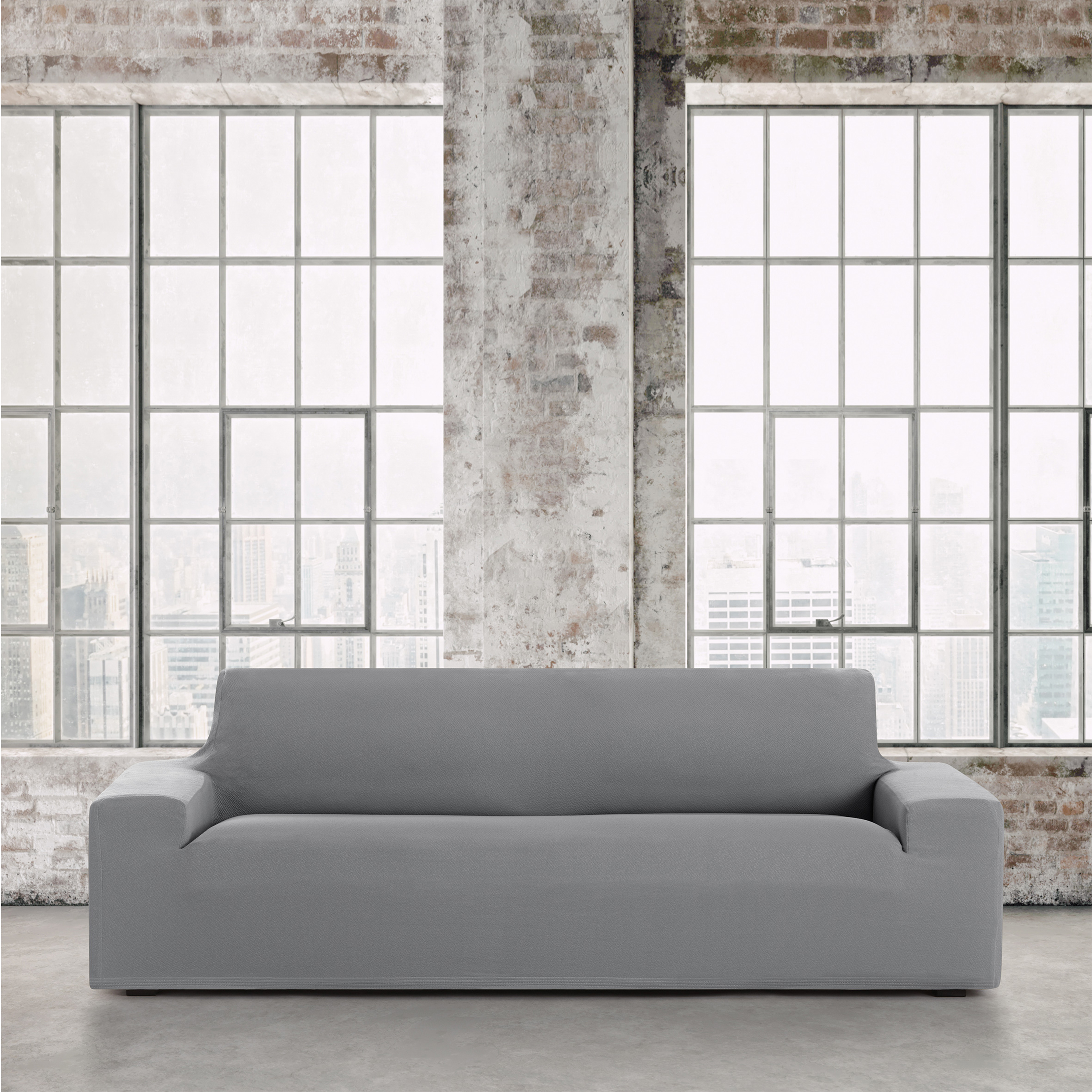 Bi-elastic Solid Grey Slipcover