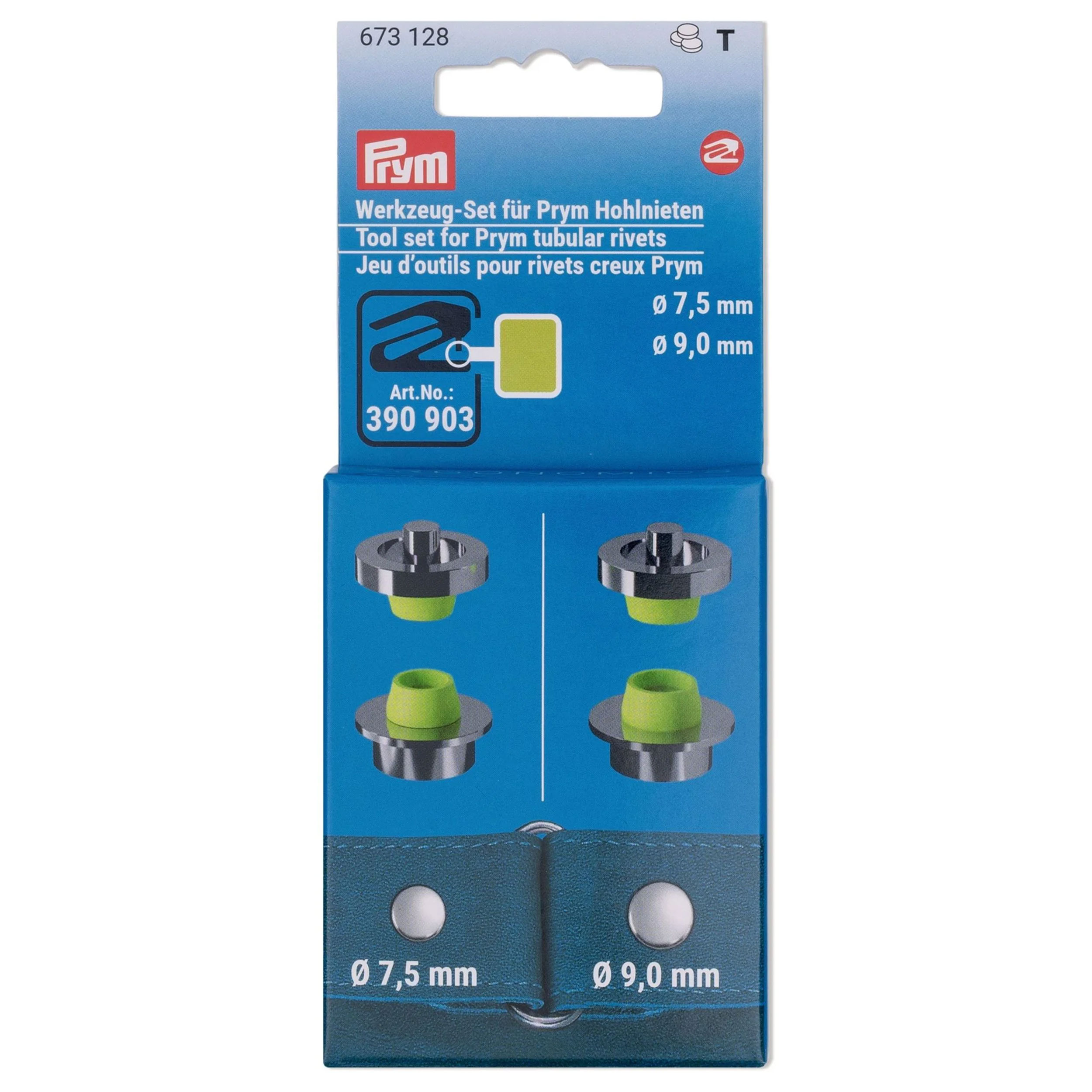 Prym Juego de Remachadoras Tubulares Verde 7,5 mm y 9 mm