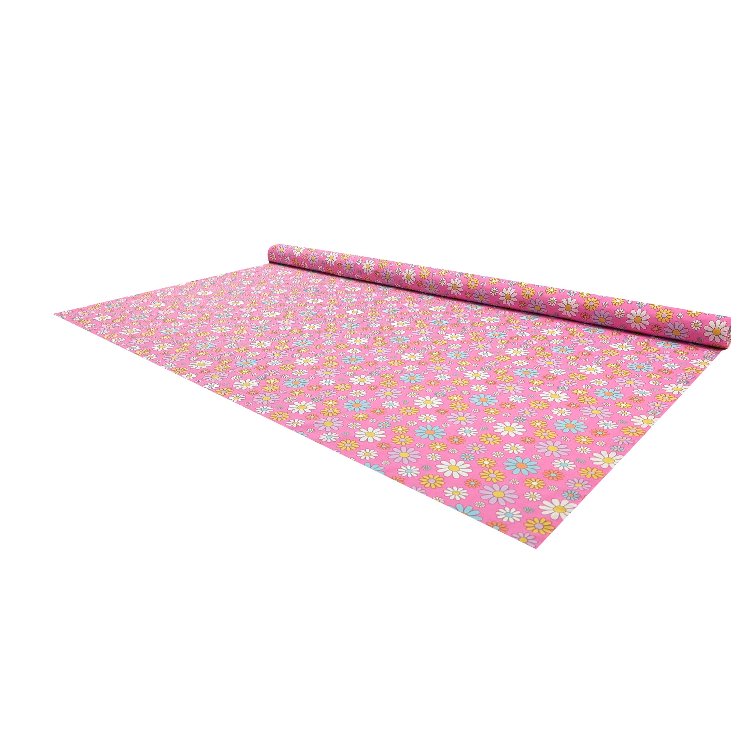 Pink-background cotton jersey with daisies Image