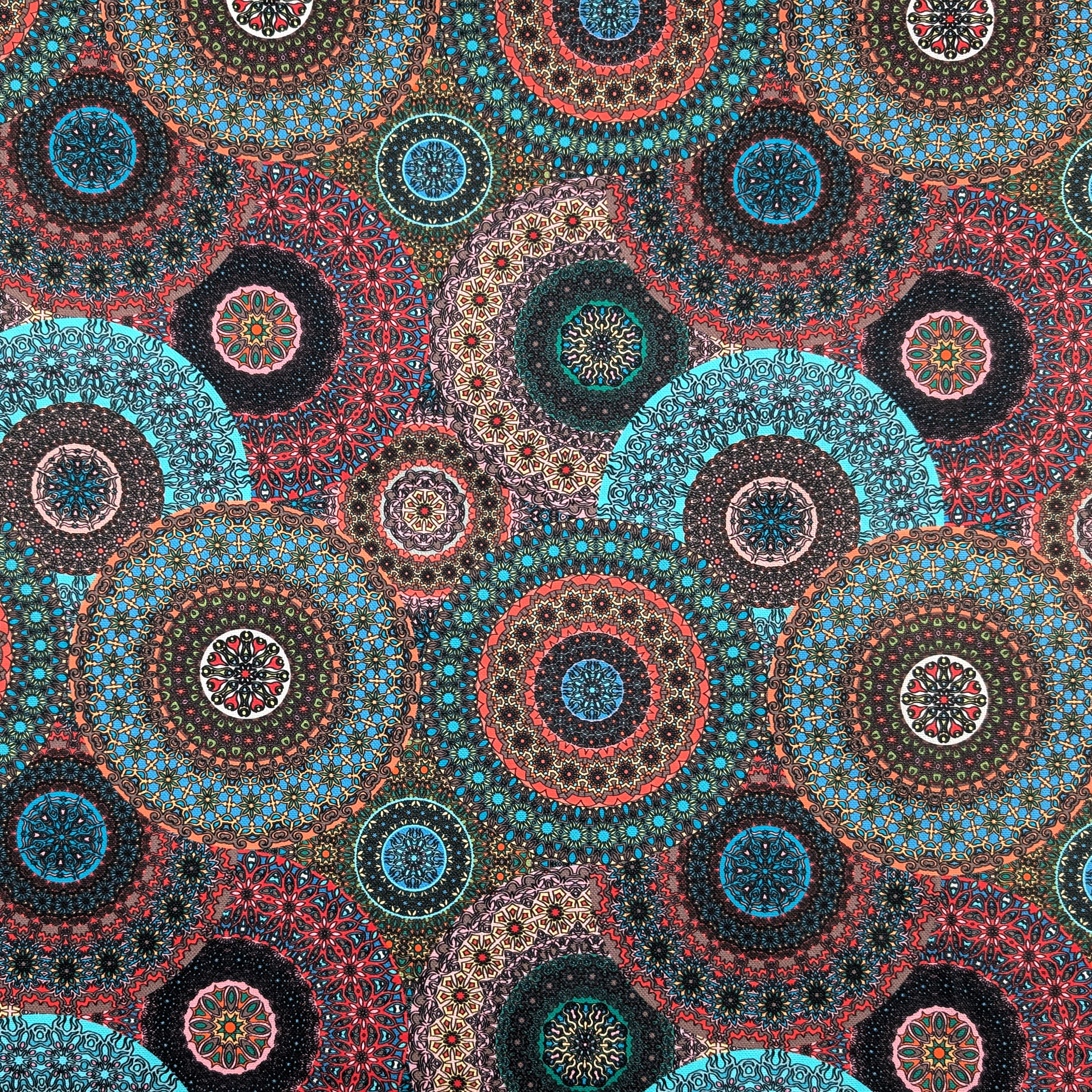 Coloured Mandala Panama Fabric Image
