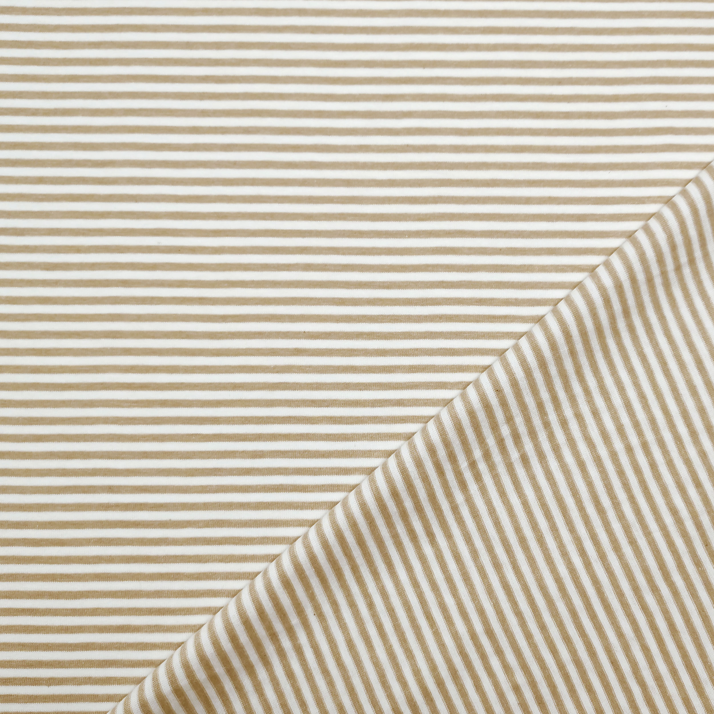 Baumwoll-Jersey Dünne Streifen Beige