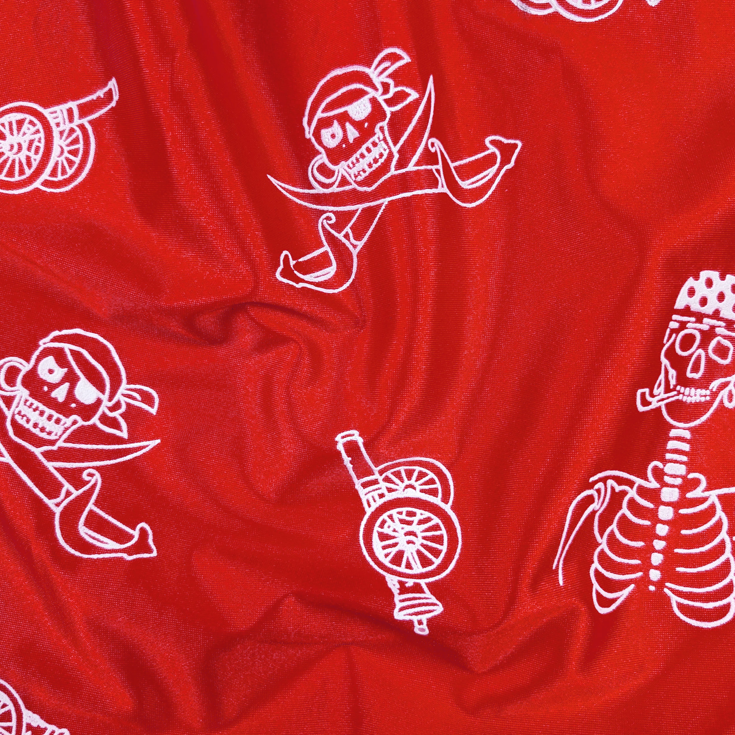 Red Pirate Skulls Carnival Fabric Image