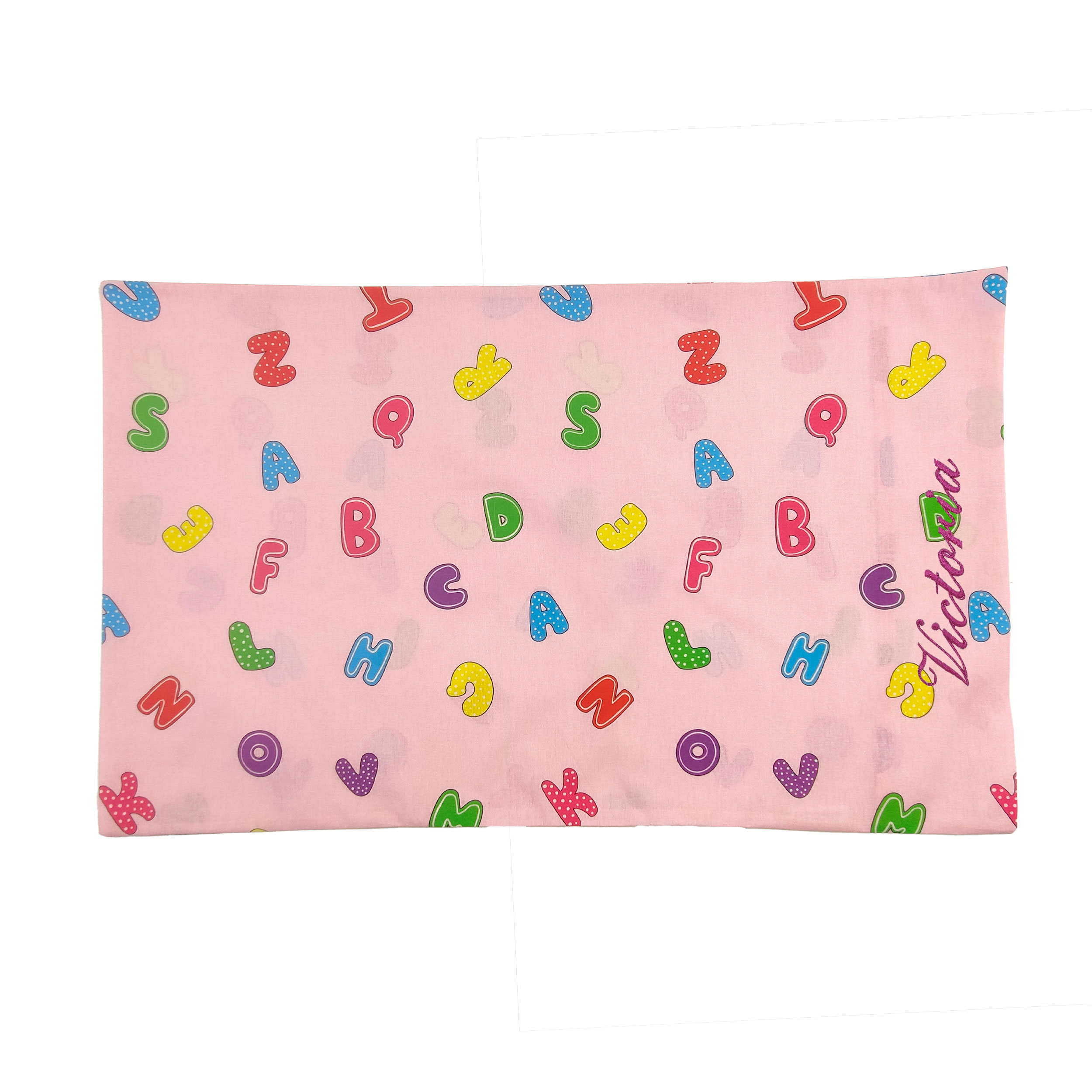 Pink Background Alphabet Pillowcase Image