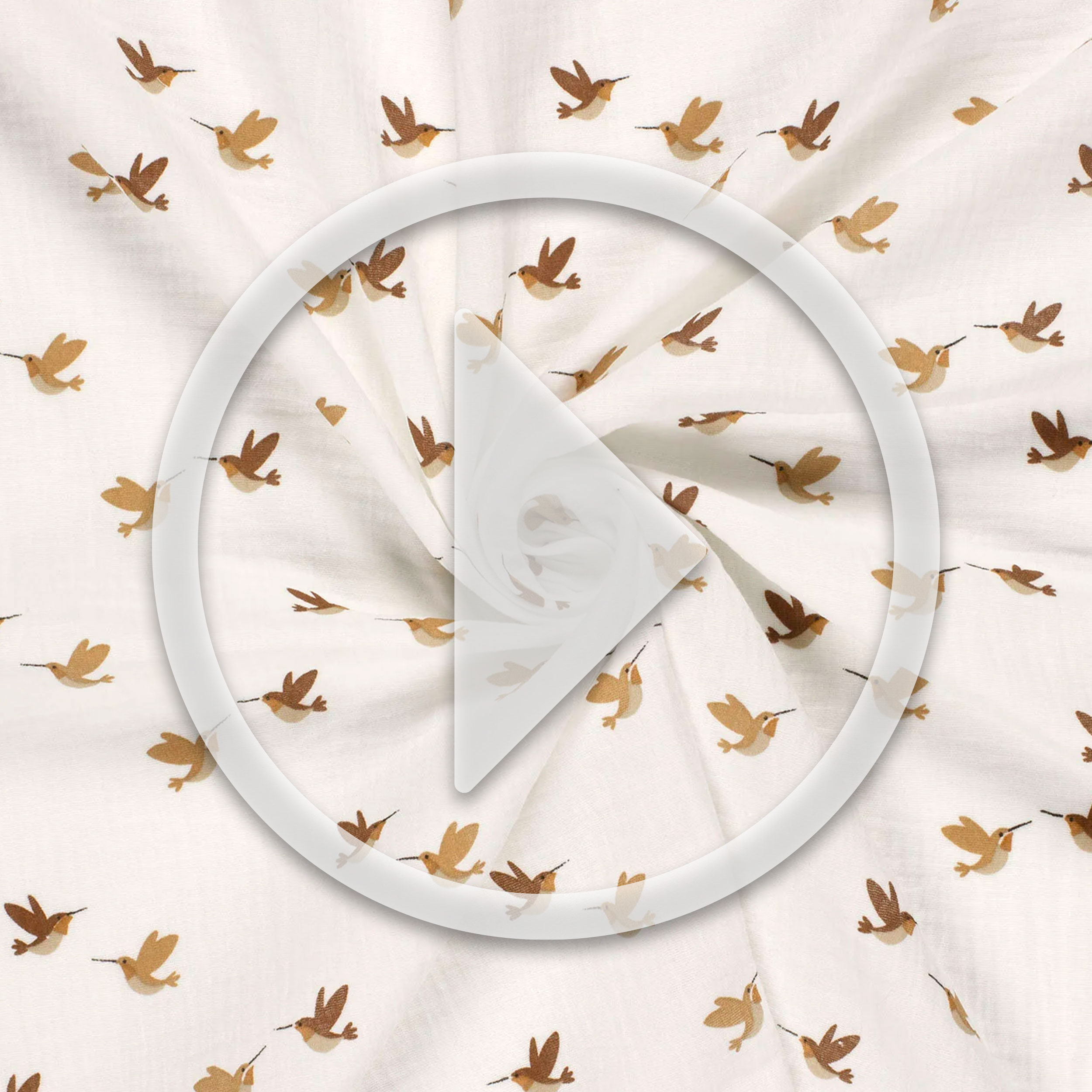 Cotton Muslin with Brown Hummingbirds Image