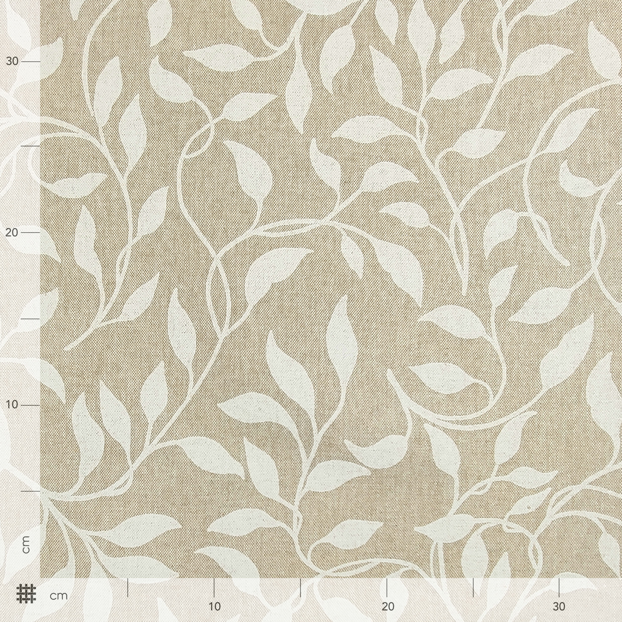 Stoff für Tischtuch Cotton Foliage Weiß