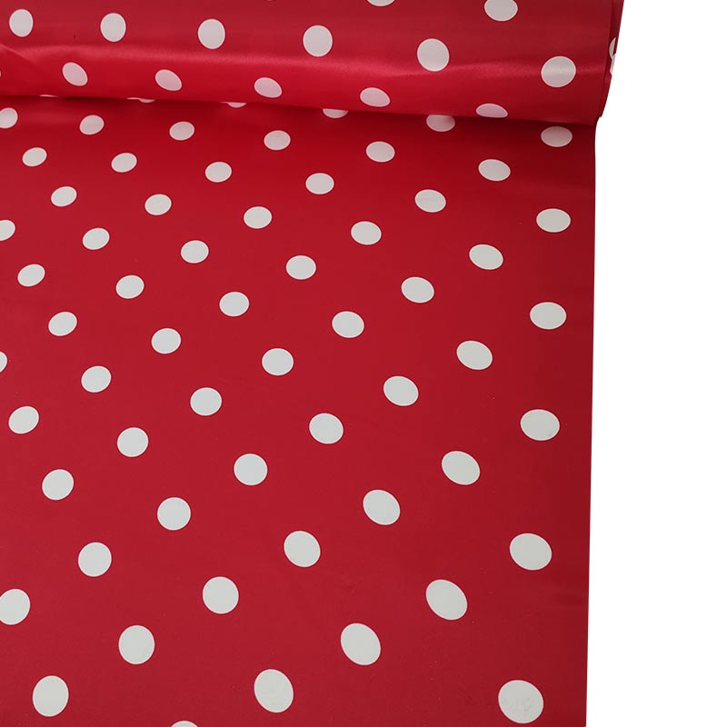 White Polka Dot Red Satin Image