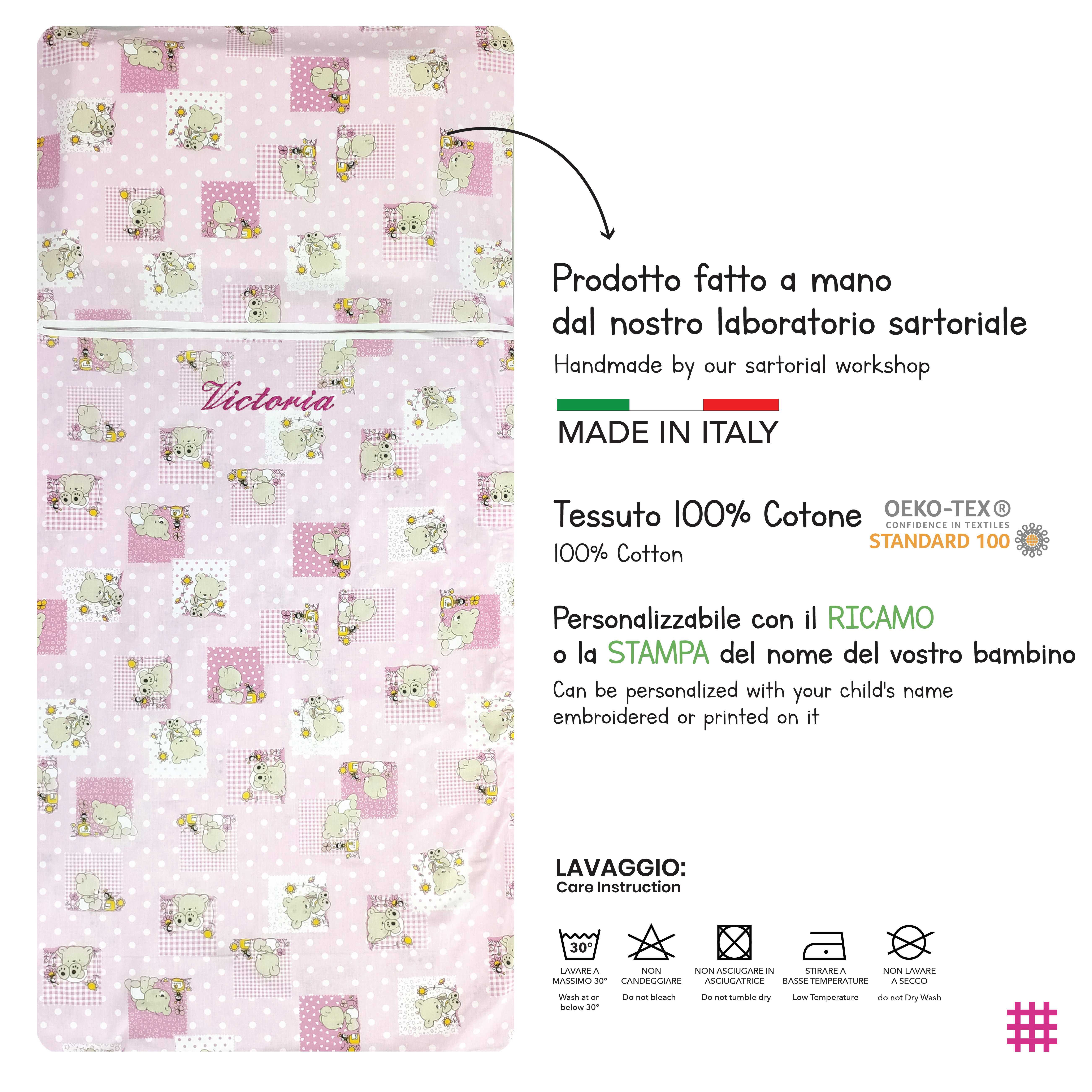 Bees and Teddy Bears Pink Summer Baby Sleeping Bag Image