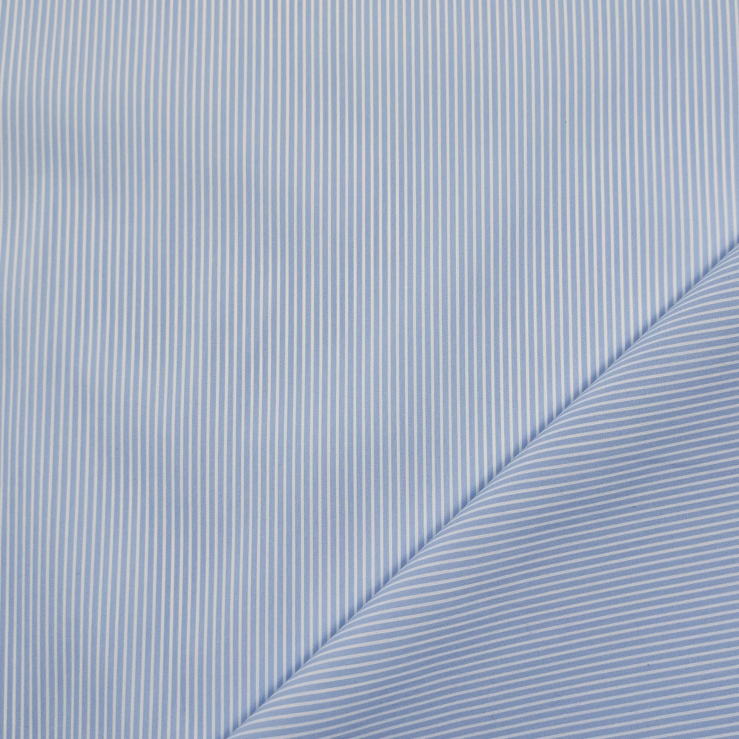 Cotton Shirting Micro Stripes Light Blue Background