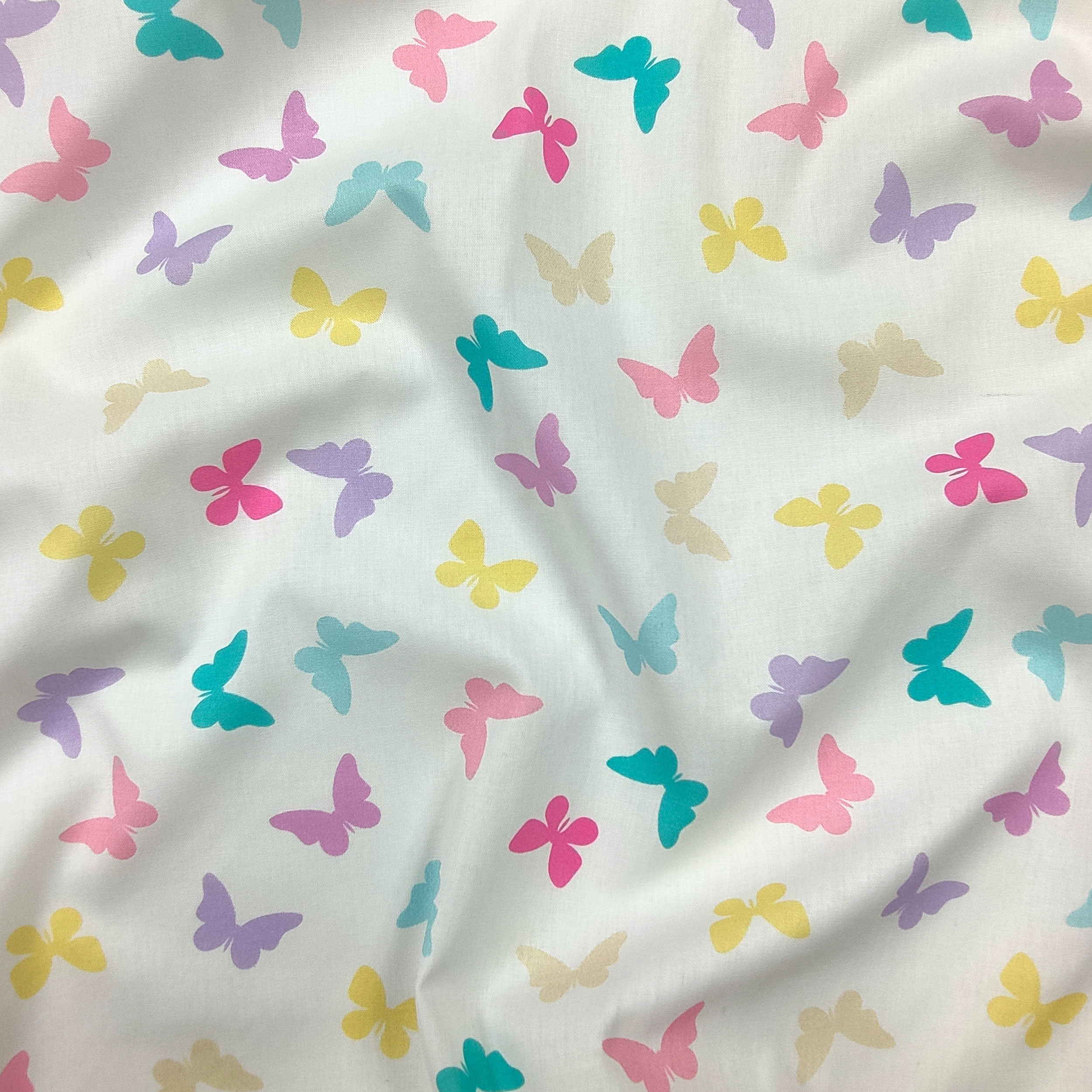 Popeline de coton à motifs de papillons colorés Image