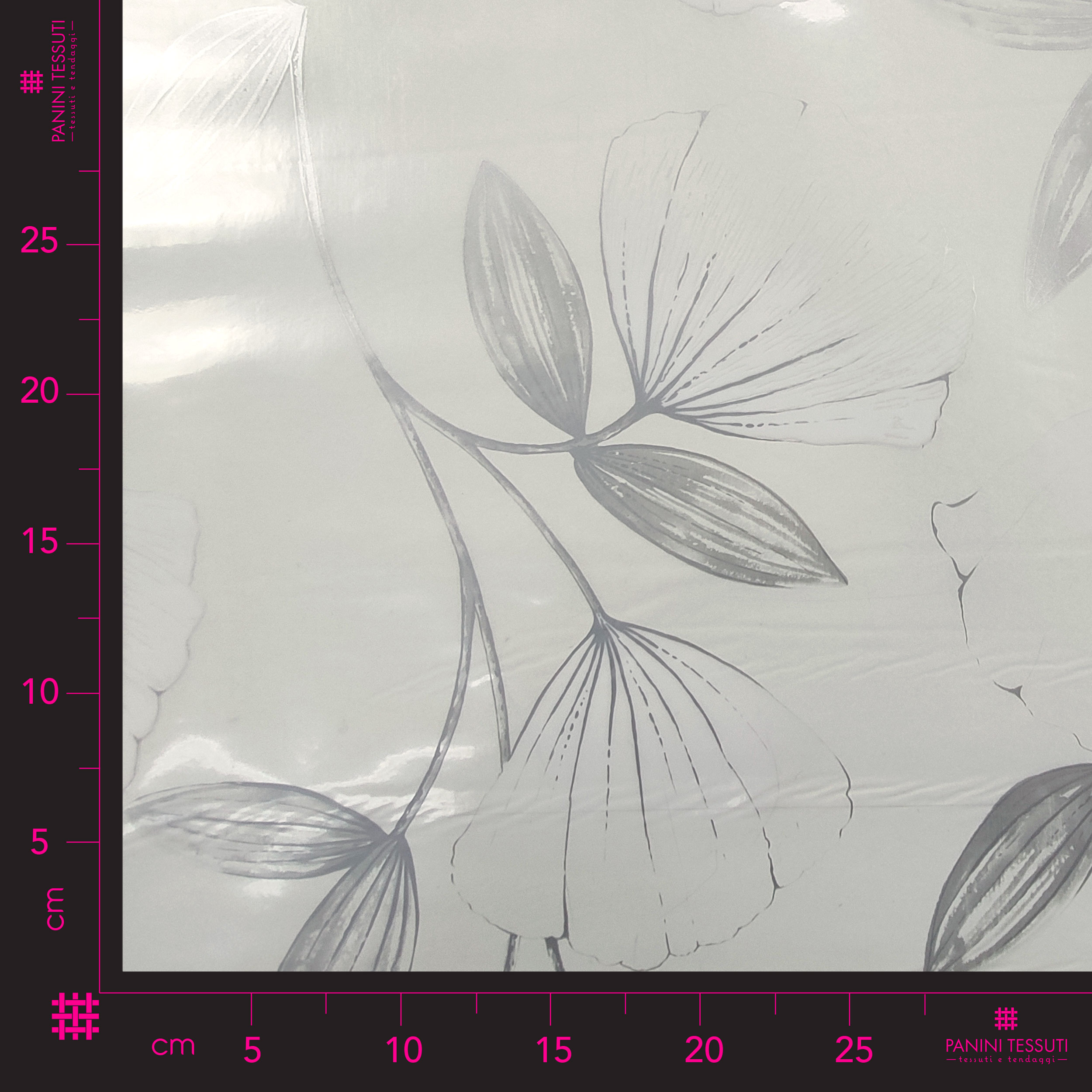 Tessuto per Tovaglia Plastificata Fiori Argento Image