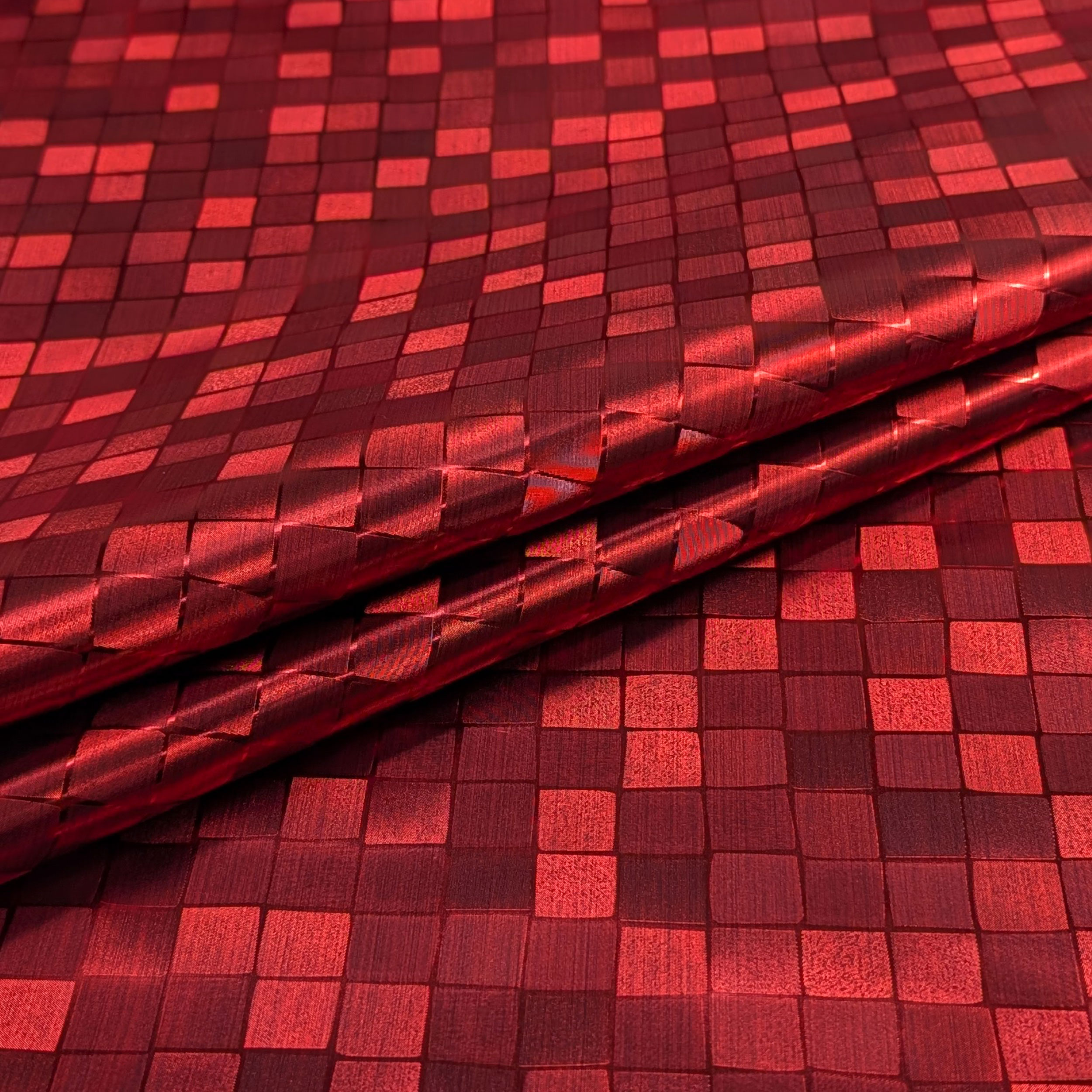 Fabric for Damina Red Metallic Tablecloth Image