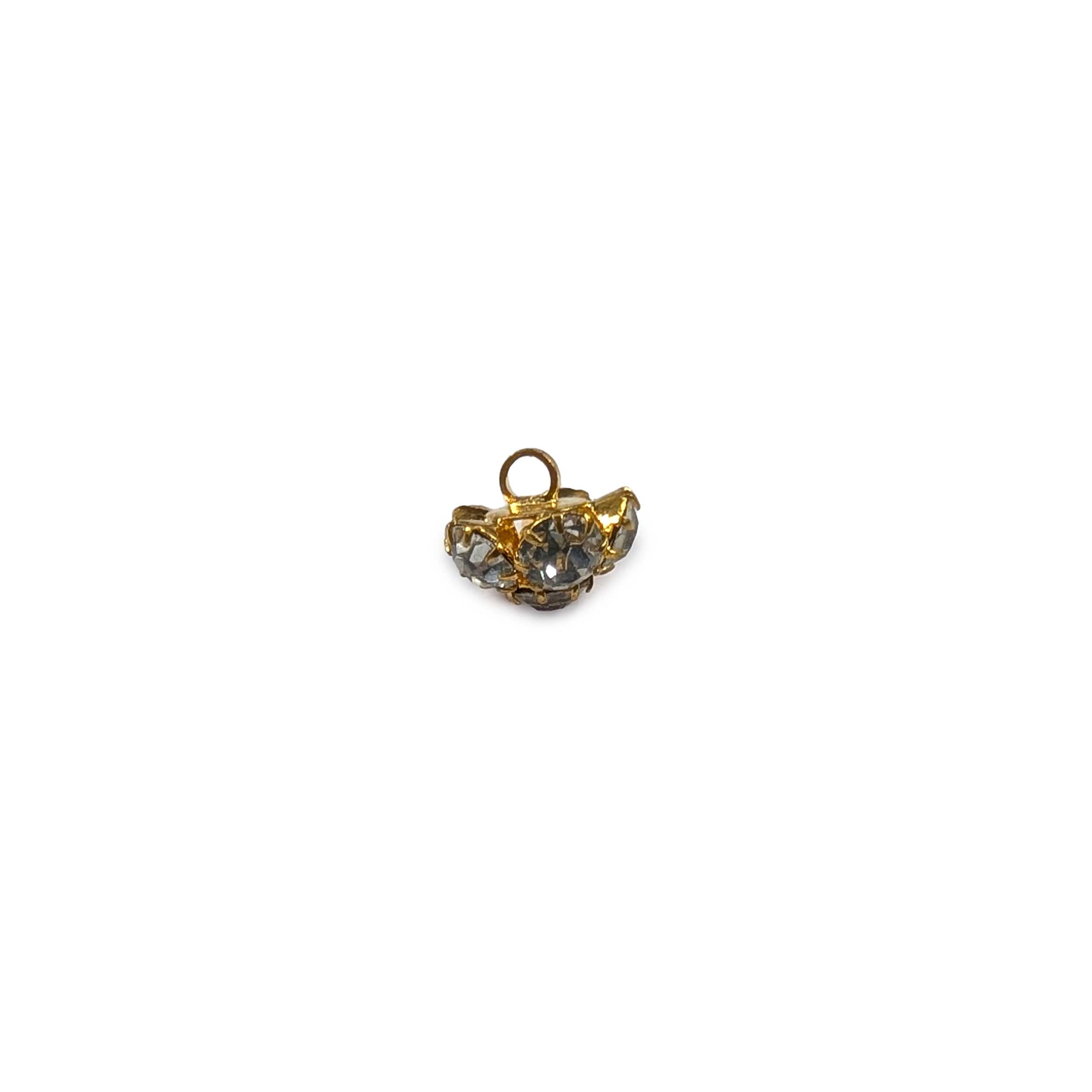 Gold Flower and Rhinestone Jewel Button Image