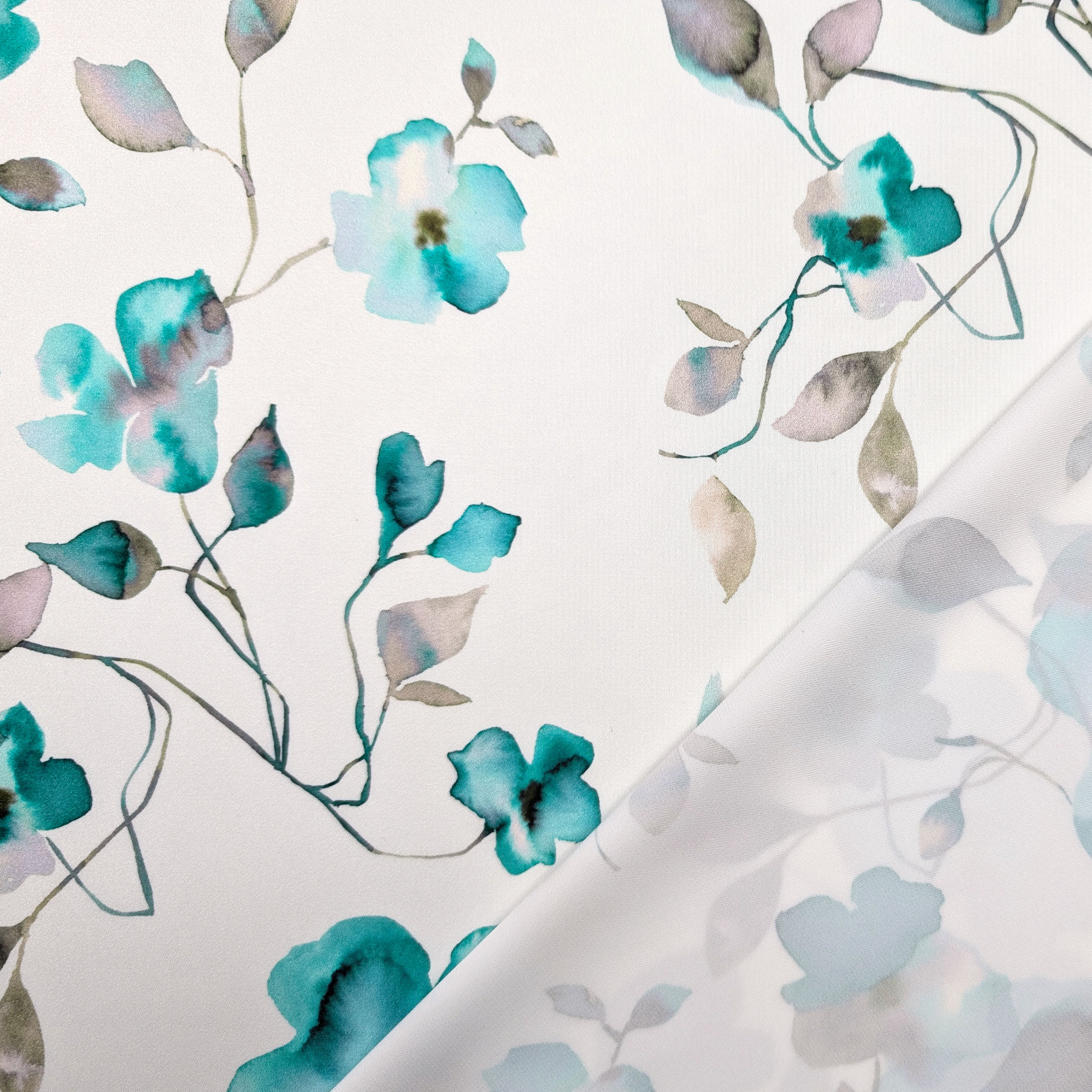 Ensemble de satin haute couture aquarelle fleurs Aqua Green Image