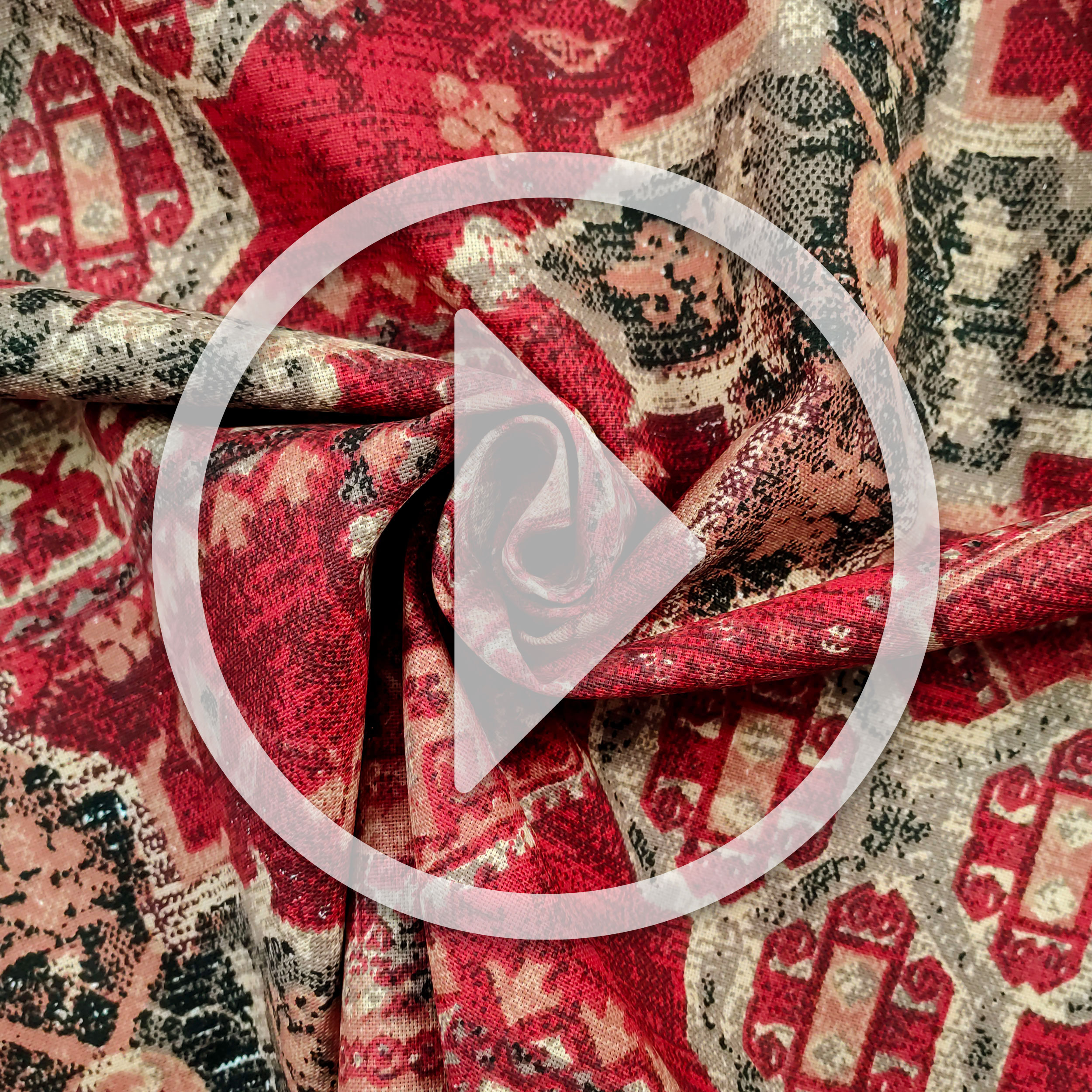 Cut-out Panama Persian Pattern Red Background 50x140 cm Image