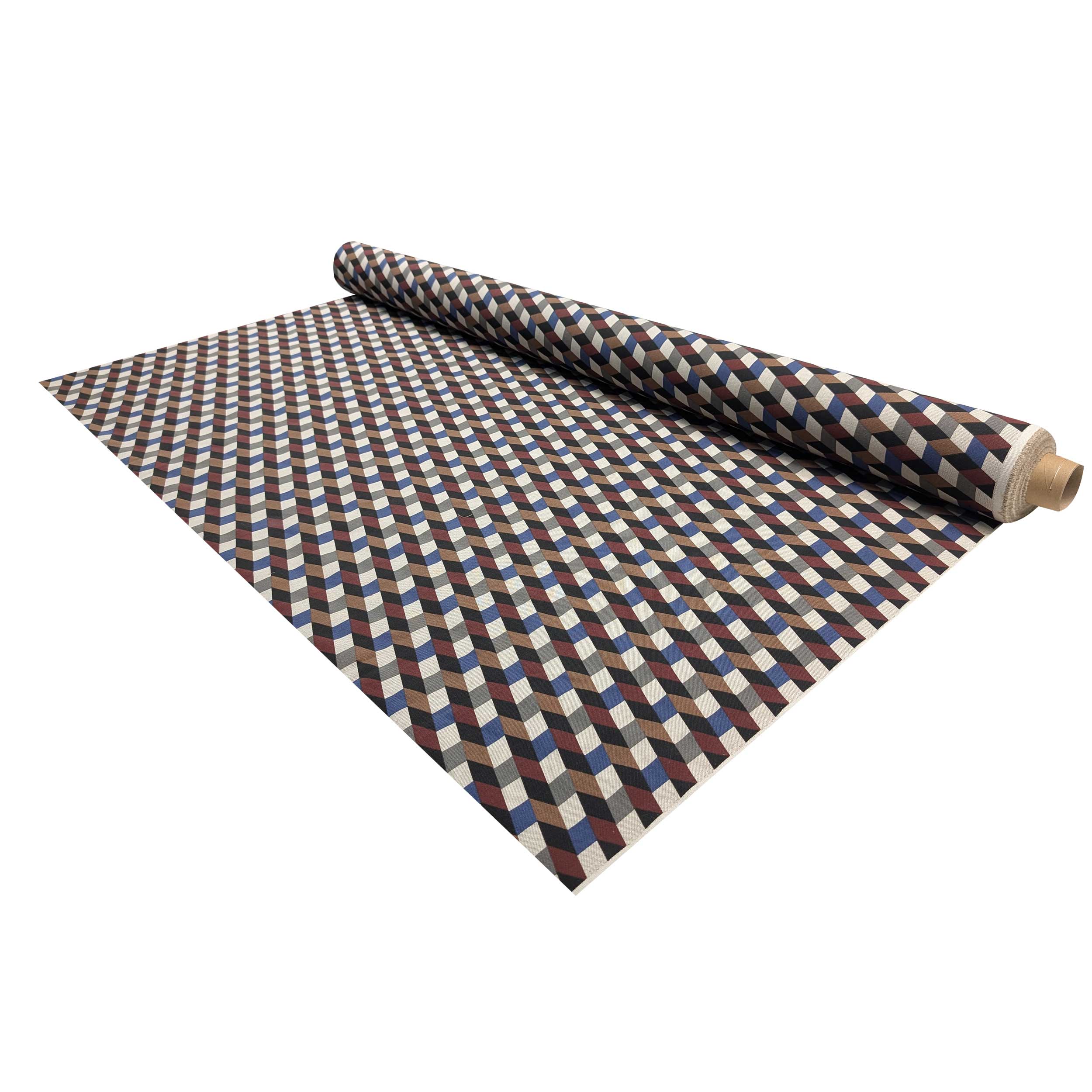 Panama Fabric Cubes Illusion Cool Tones Image