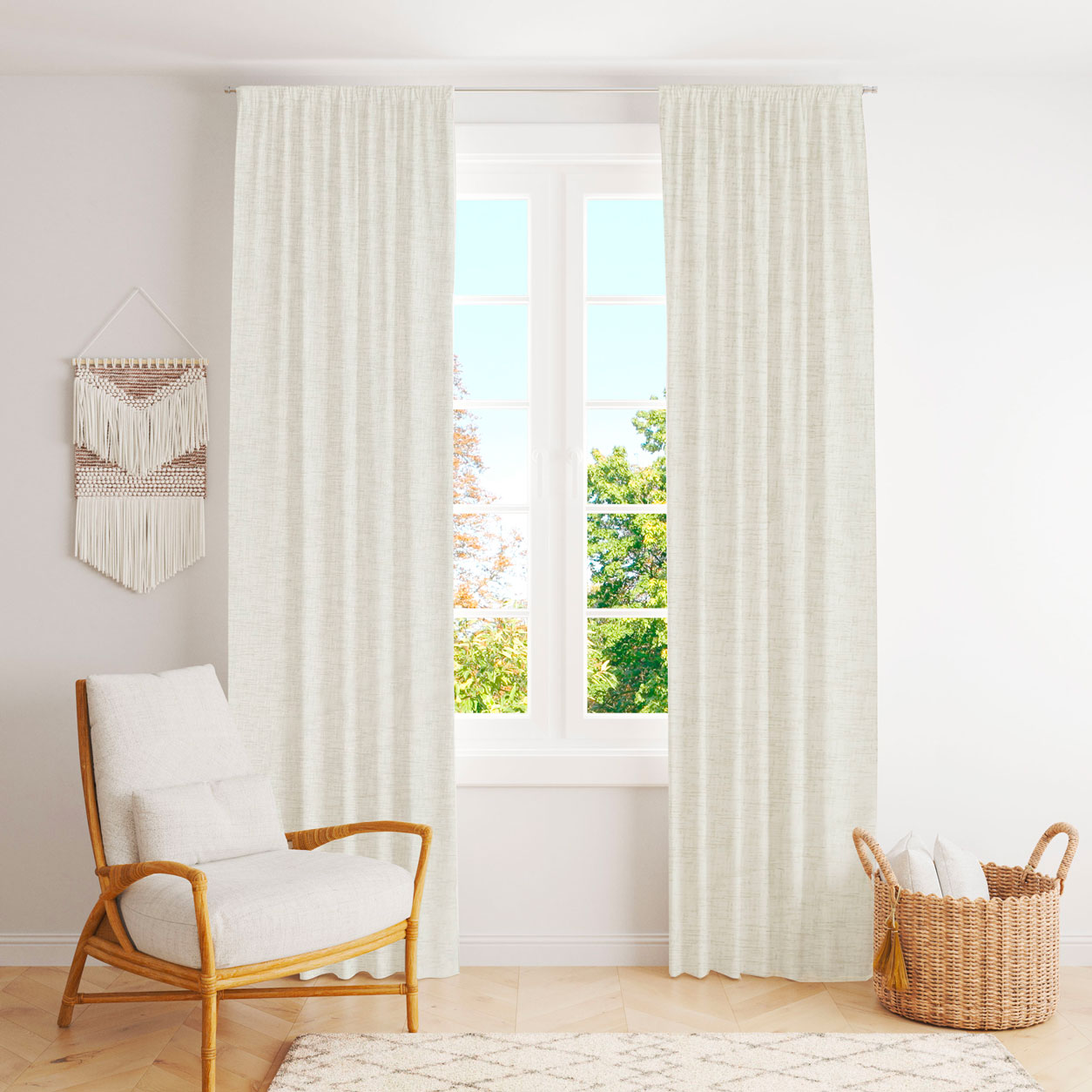 Scampiolo Faux rideau en lin massif blanc lait 220x325